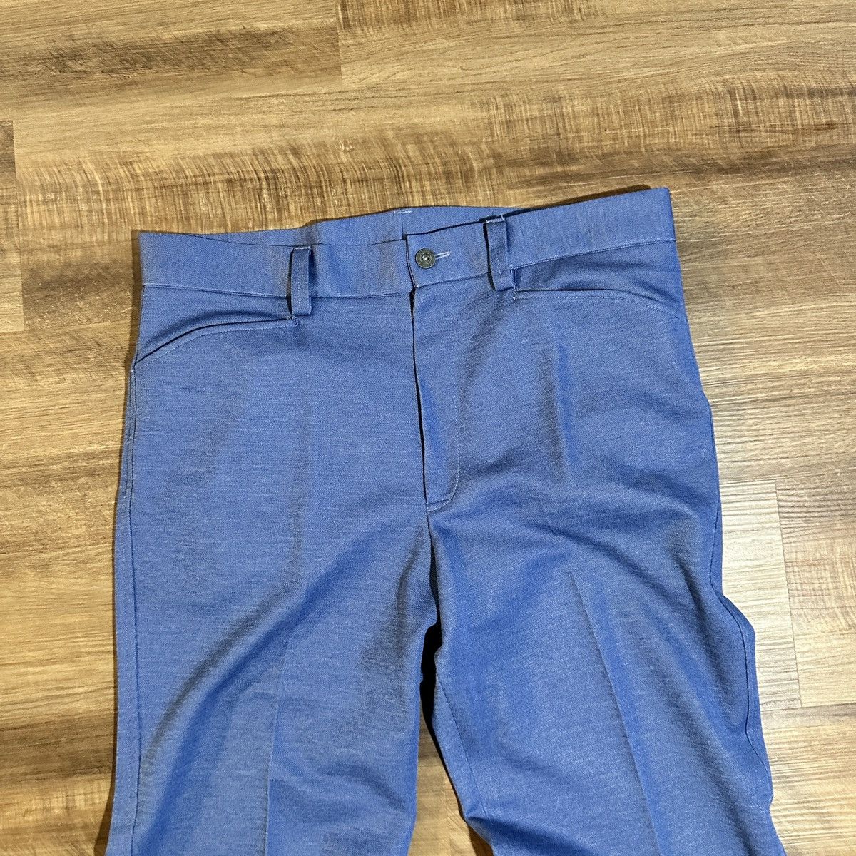 Vintage 1960s Custom Made Bell Bottom Pants 32” x 26” Blue Polyester Size US 32 / EU 48 - 4 Thumbnail