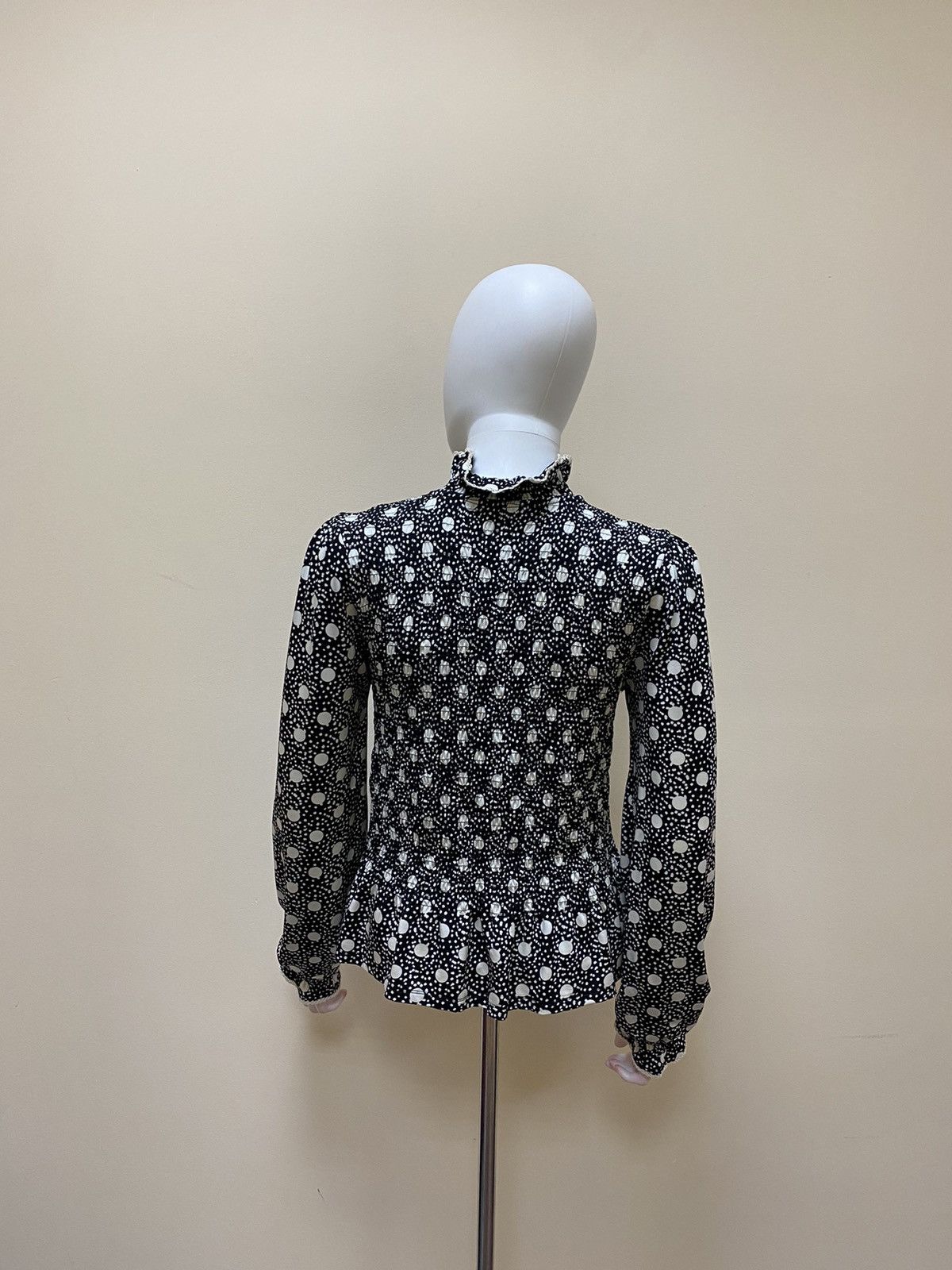 Sandro Sandro Spotted Shirred Smocked Mock Neck Top Size 2 Size M / US 6-8 / IT 42-44 - 6 Thumbnail