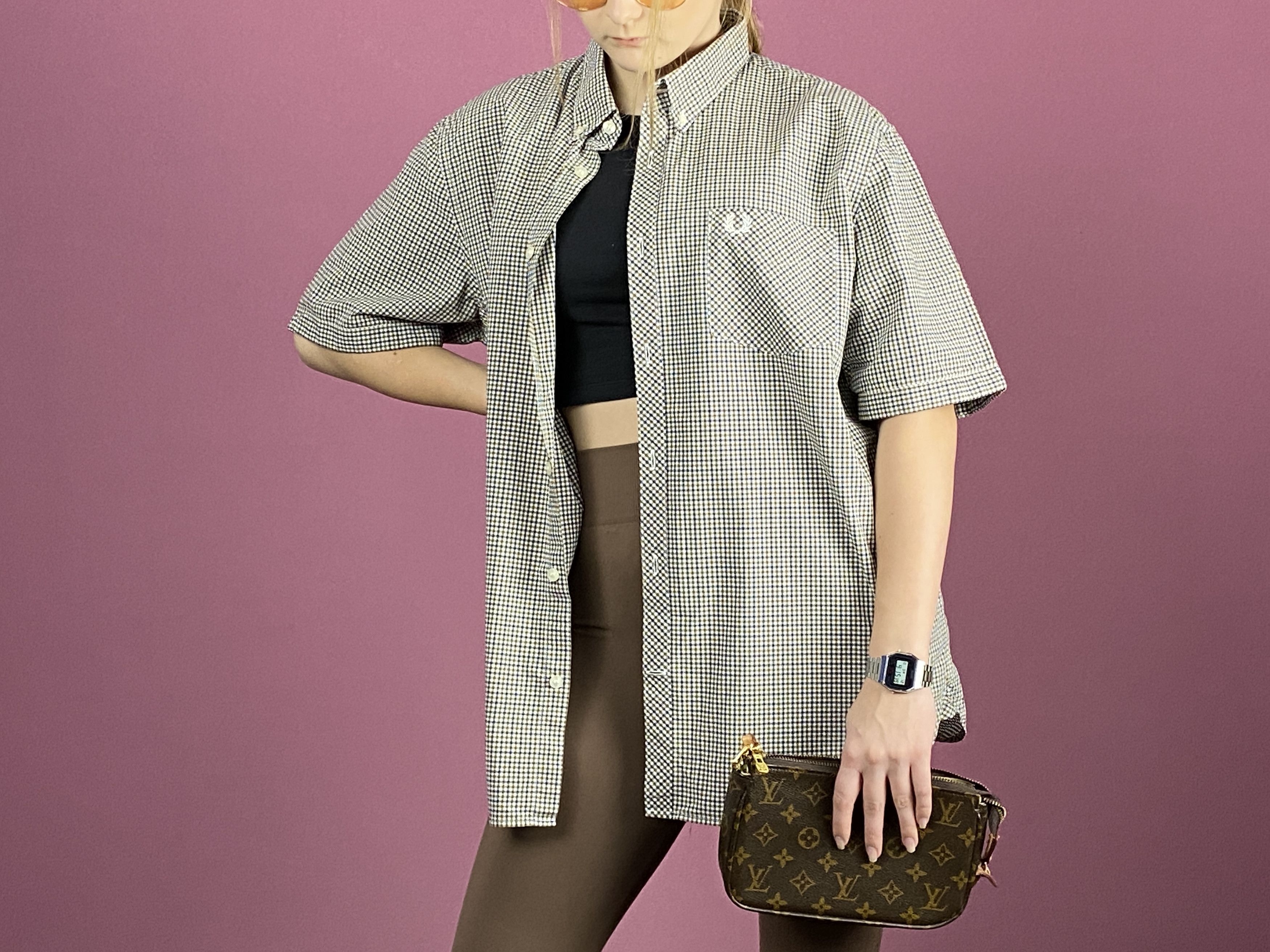 Fred Perry × Vintage Fred Perry Vintage Women's Short Sleeve Check Shirt - XL Size XL / US 12-14 / IT 48-50 - 5 Thumbnail