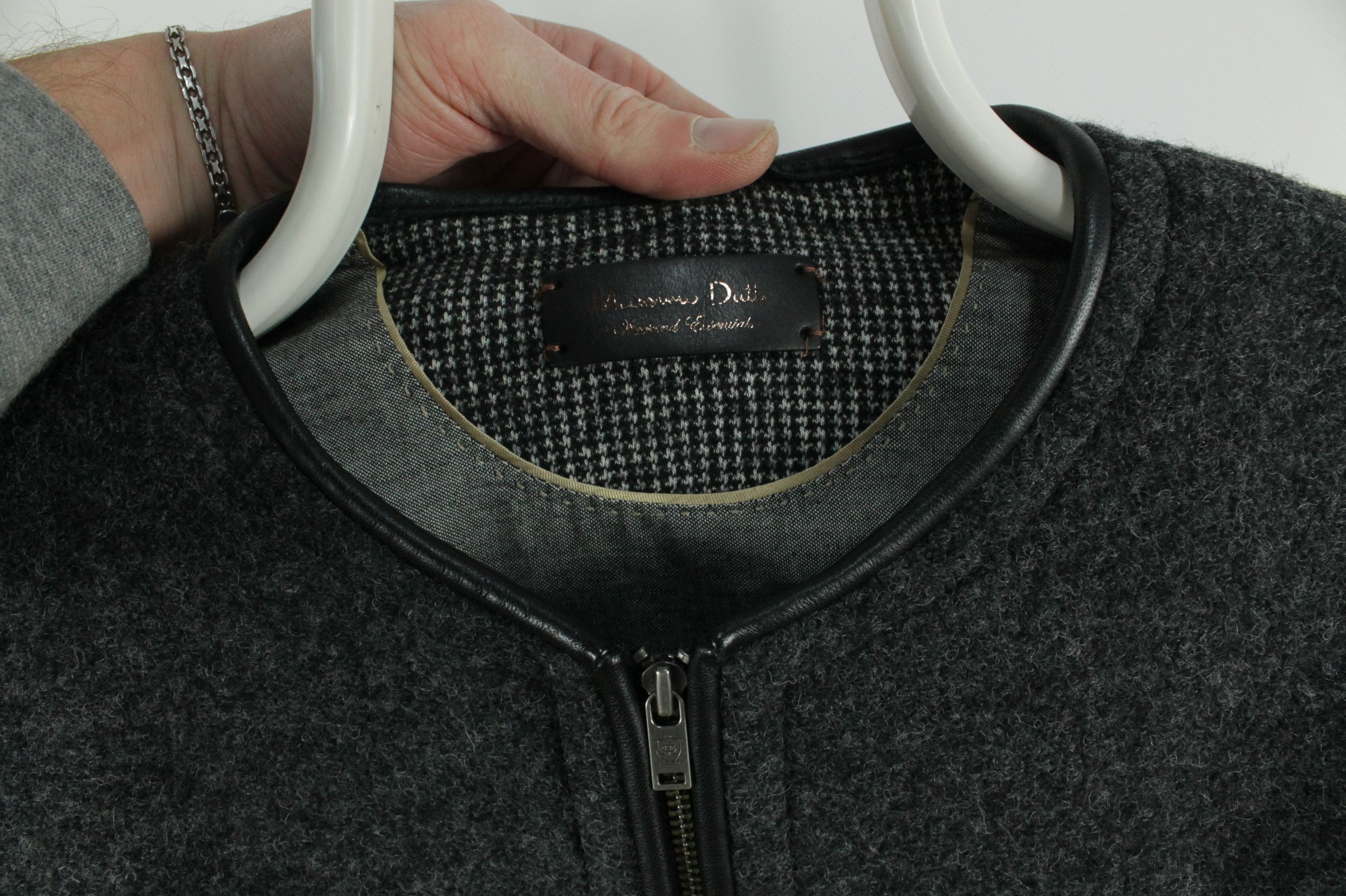 Massimo Dutti Massimo Dutti Gray Wool Leather Trim Bomber Jacket Womens Size S / US 4 / IT 40 - 4 Thumbnail