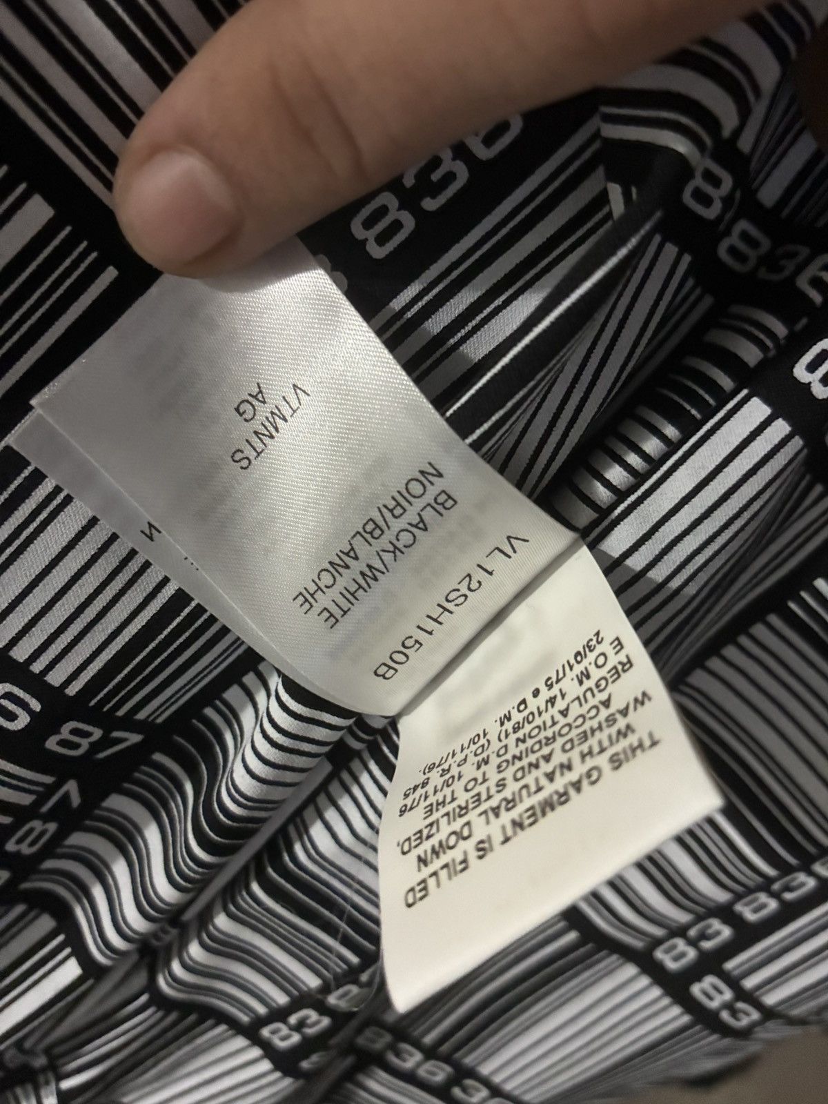 VTMNTS VTMNTS Barcode monogram puffer jacket Size US L / EU 52-54 / 3 - 4 Thumbnail