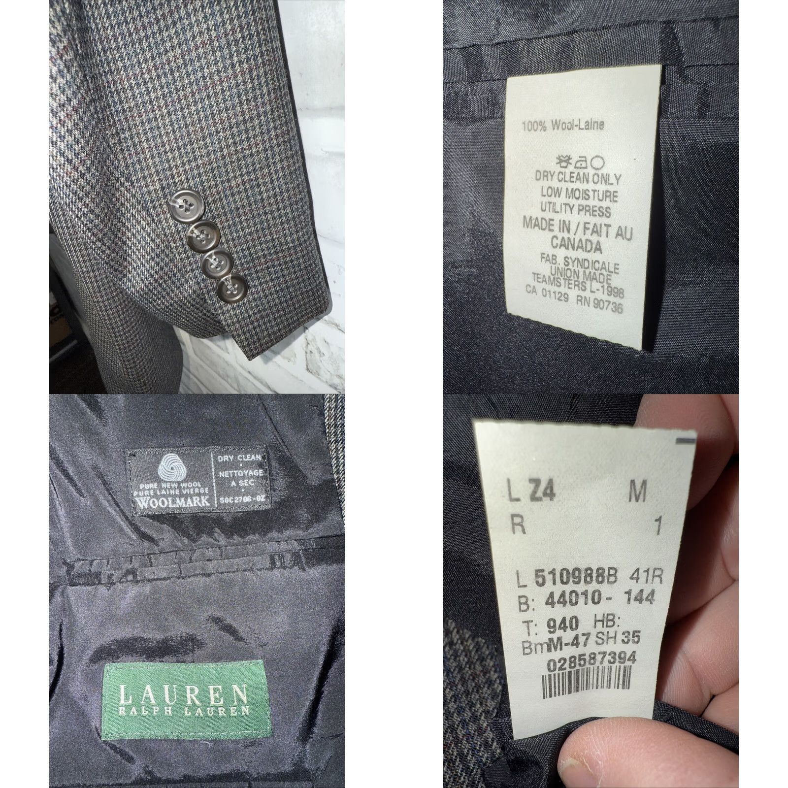 Ralph Lauren Lauren Ralph Lauren Sport Coat Blazer 41R Gray Wool Check Single-Breasted 2-Button Notch Lapel Men Blazer Sports Modern Regular Dress Coat Size 42R - 8 Thumbnail