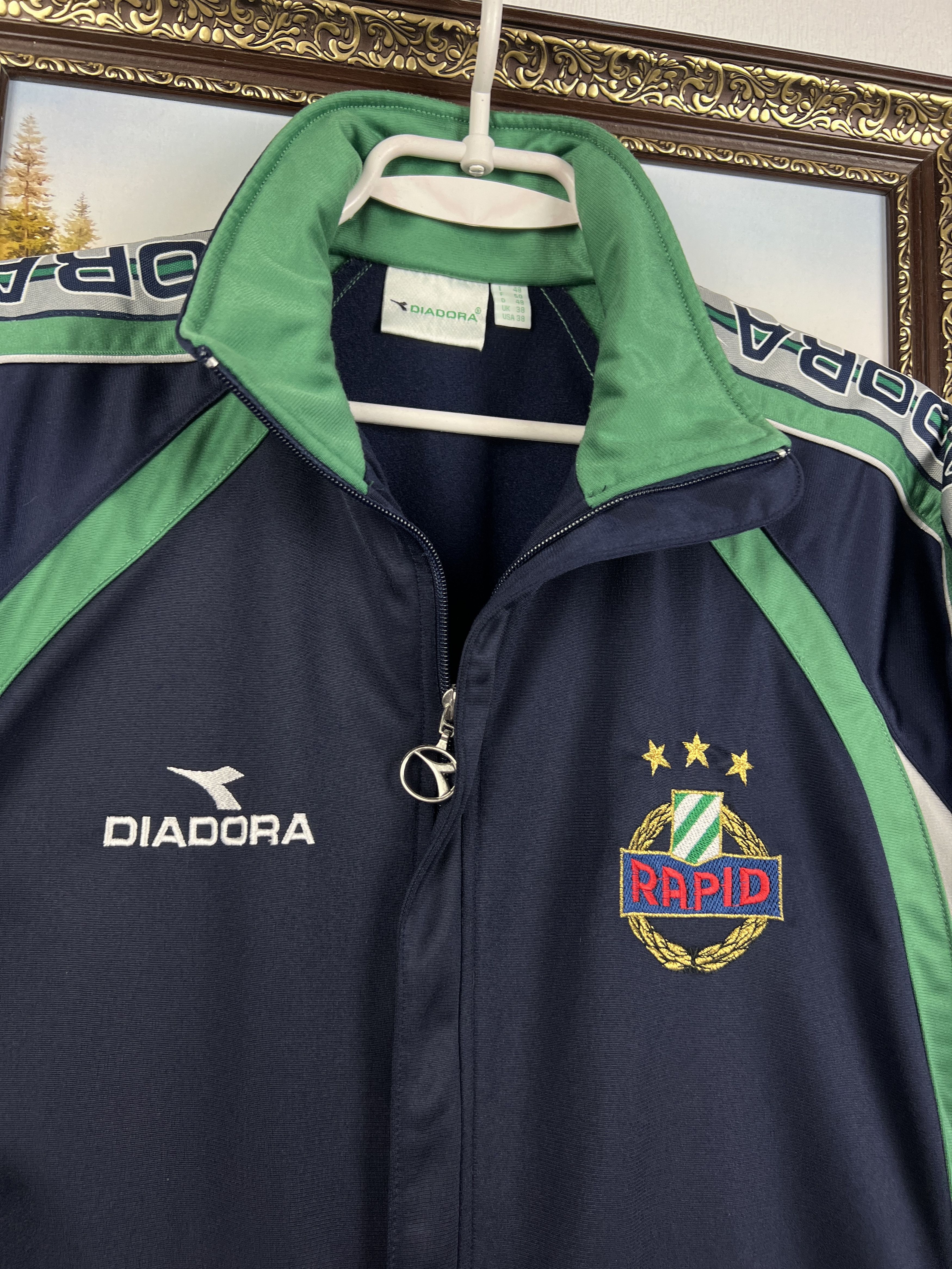 Diadora Vintage 90's Rapid Wien Football Jacket Soccer Track Top Size US L / EU 52-54 / 3 - 3 Thumbnail