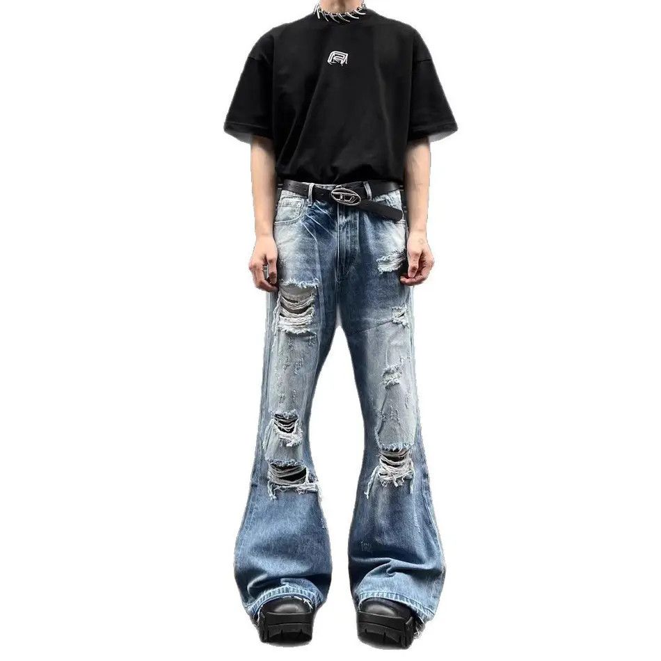 Japanese Brand Retro loose high street ripped slightly flared jeans Size US 32 / EU 48 - 5 Thumbnail