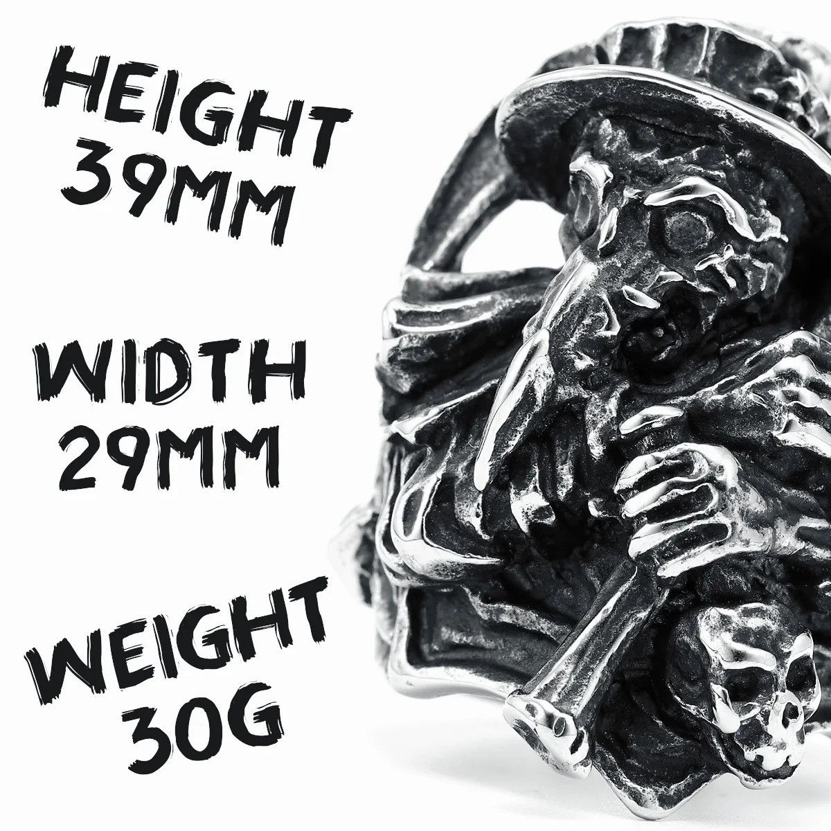 Jewelry Raven Scythe Skull Ring Streetwear Jewelry Fashion Gift Size ONE SIZE - 5 Thumbnail