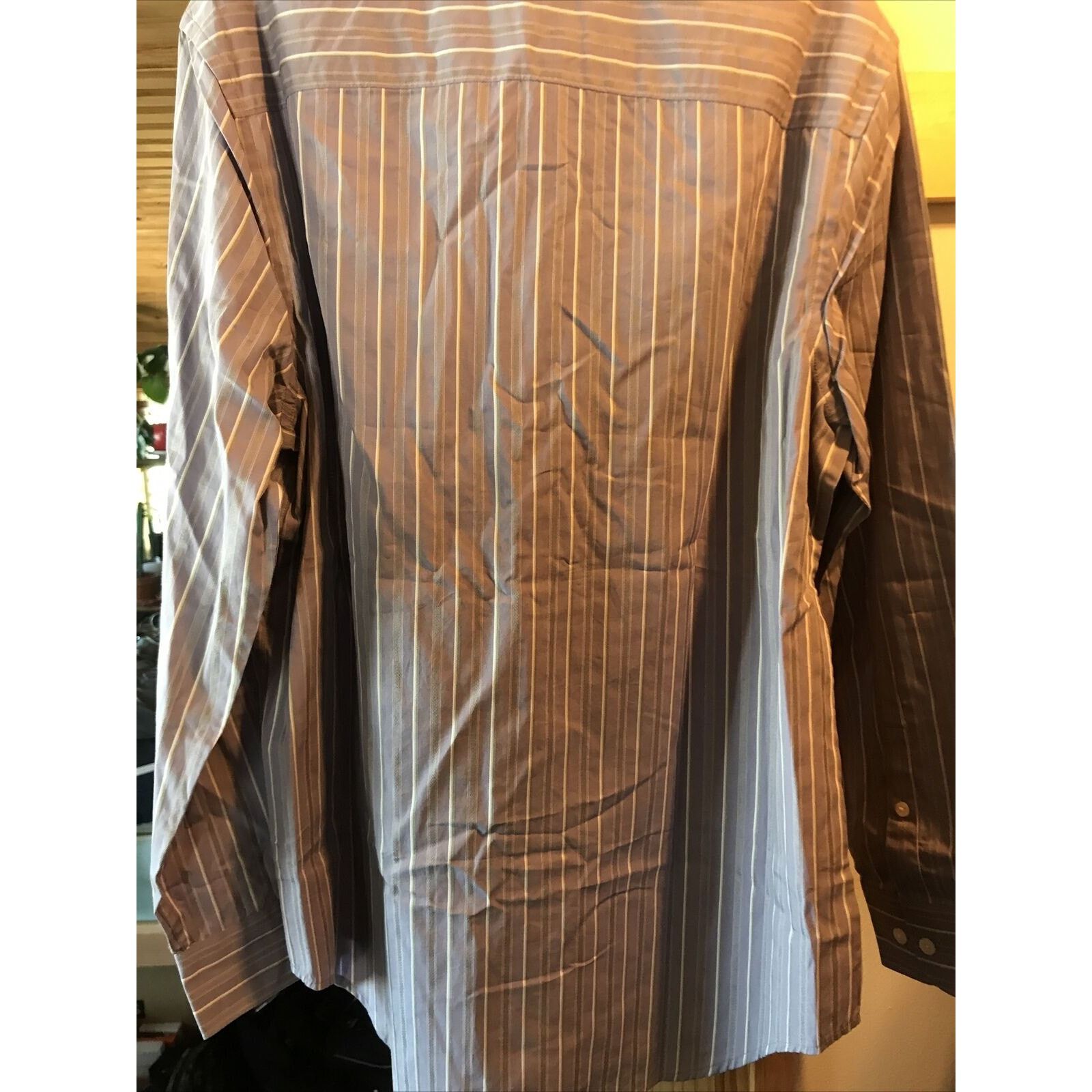 Perry Ellis Perry Ellis Men’s M Purple Striped Button Down Cotton Shirt Size US M / EU 48-50 / 2 - 11 Thumbnail