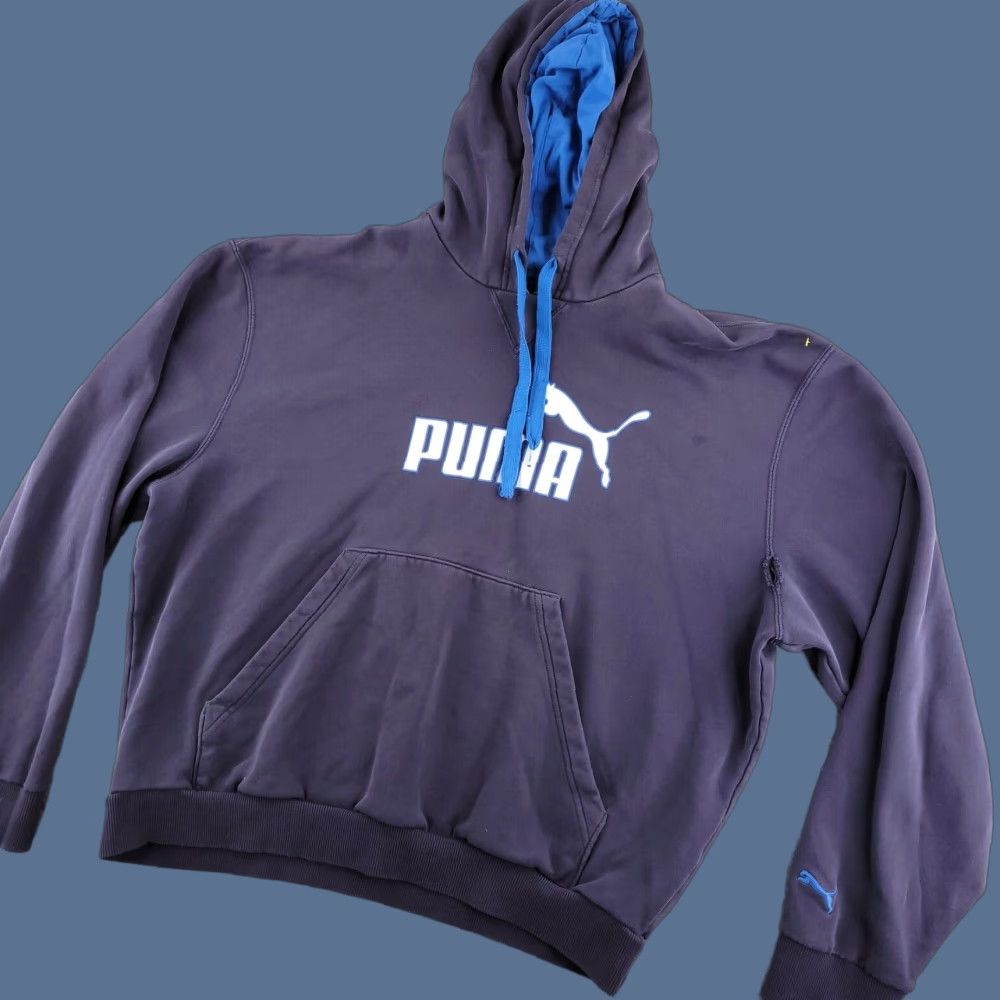 Puma VINTAGE PUMA Hoodie Solid Blue 90s Fit Men Large Size US L / EU 52-54 / 3 - 1 Thumbnail