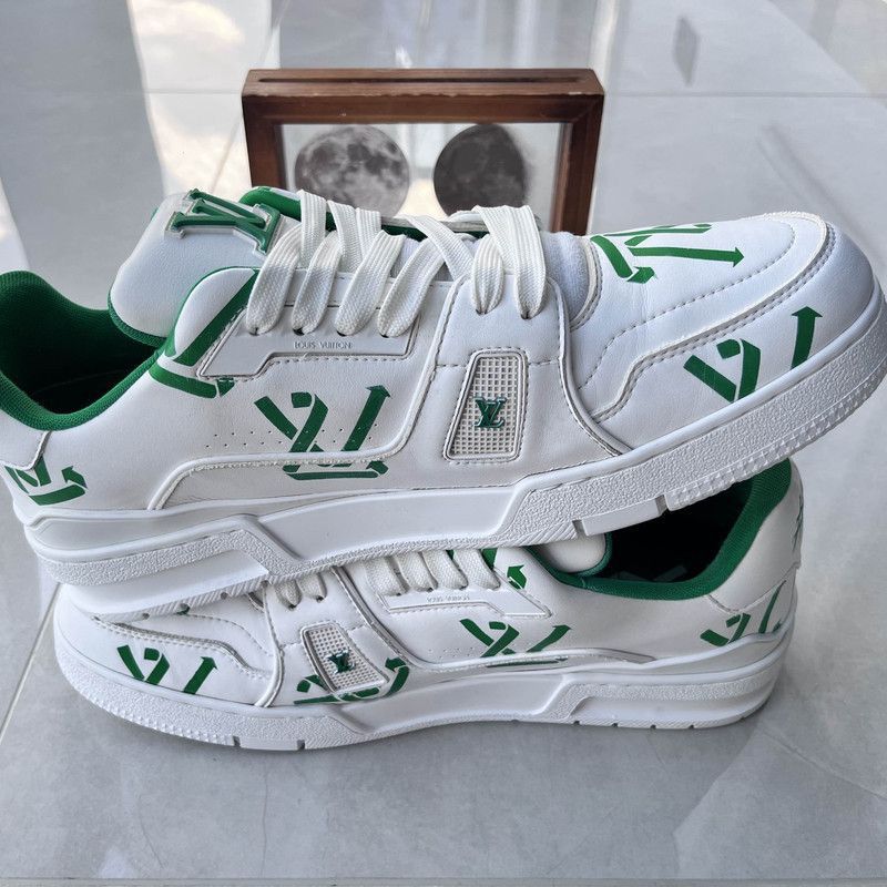 Louis Vuitton Louis Vuitton White and Green Casual Sneakers -2508 Size US 9.5 / EU 42-43 - 8 Thumbnail
