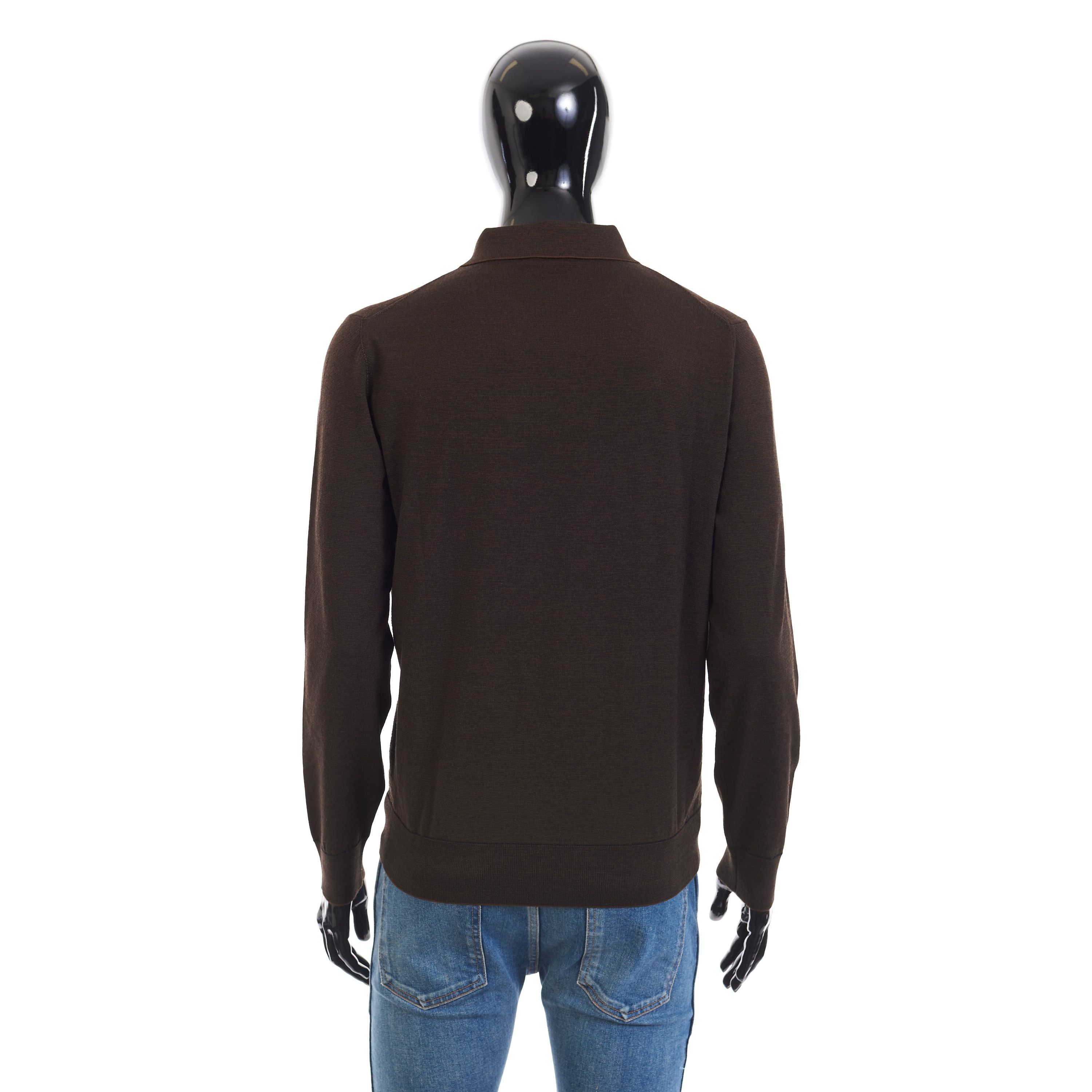 Brioni Polo Sweater With Metal Zip In Brown Wool Size US XXL / EU 58 / 5 - 5 Thumbnail