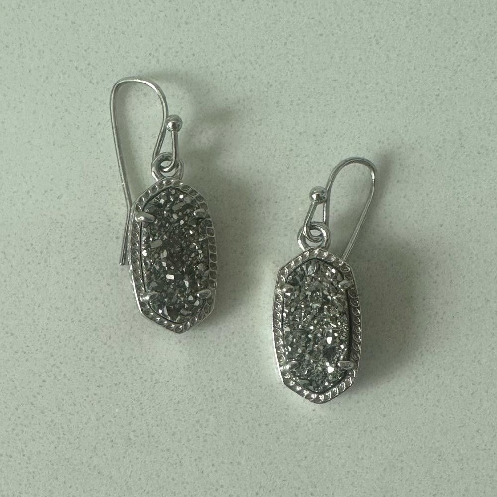 Kendra Scott Kendra Scott Lee Silver Platinum Drusy Small Drop Earrings Size ONE SIZE - 2 Thumbnail