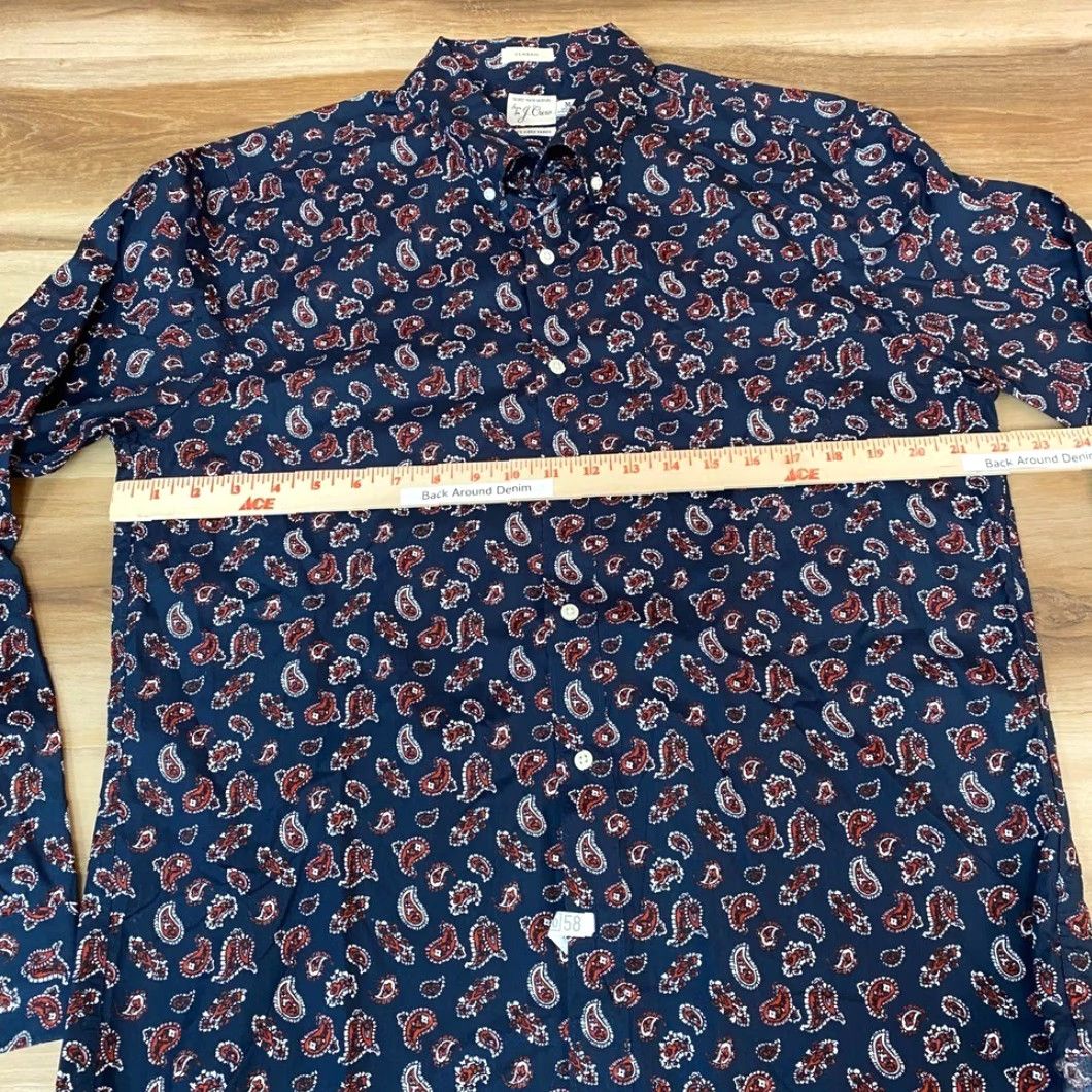 J.Crew J.Crew Shirt Mens Medium Paisley Classic Button-Up Secret Wash Long Sleeve Blue Button-Down Collared Cotton Shirt Mens Fashion Size US M / EU 48-50 / 2 - 7 Thumbnail