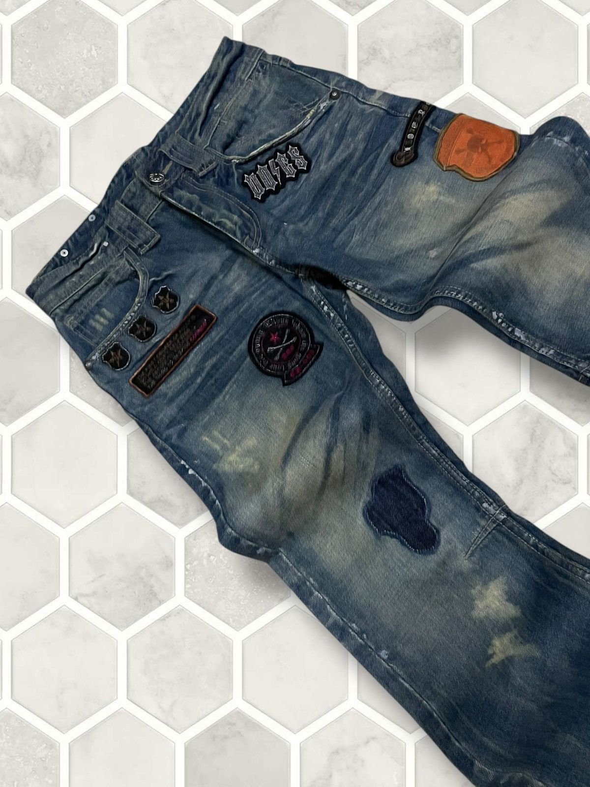 Hysteric Glamour Vintage Authentic Designer Bullet Noise Patchwork Denim Size US 30 / EU 46 - 7 Thumbnail