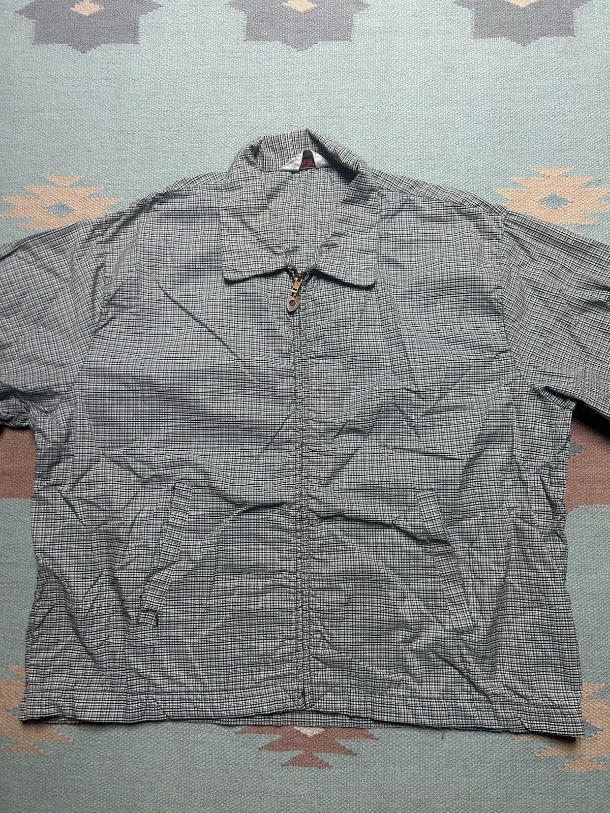 Vintage 1950s nylon rain jacket Penney’s plaid check black white XL Size US XL / EU 56 / 4 - 3 Thumbnail