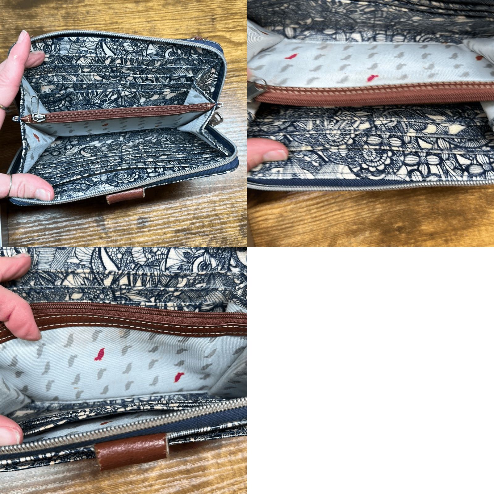 Vintage VINTAGE Sakroots Artist Zip Around Wallet Navy Blue White Floral Spirit Desert Clutch Unisex Adults Medium Size ONE SIZE - 8 Thumbnail