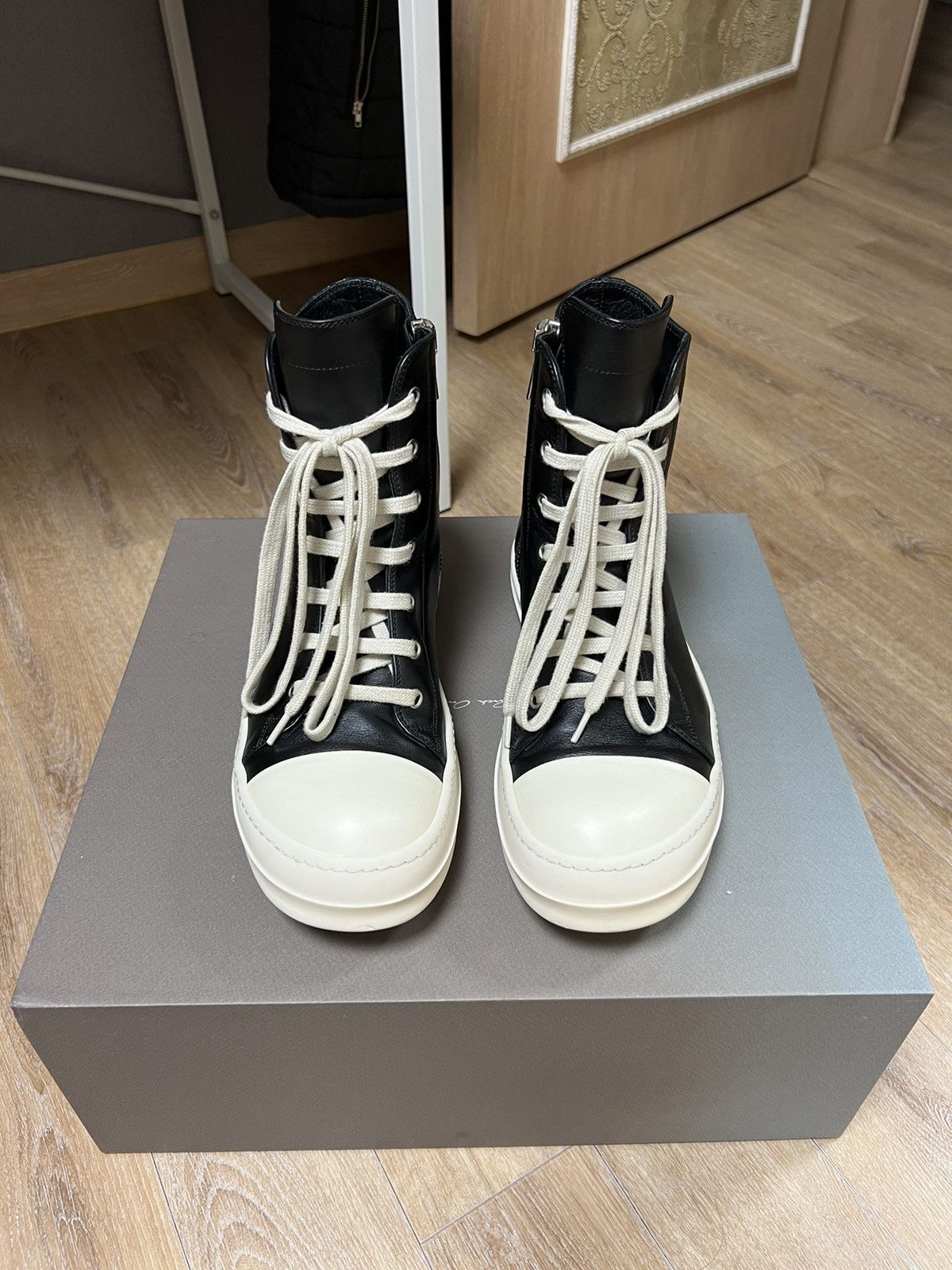 Rick Owens DRKSHDW Low-Top Ramones - Sage/Milk Moleskin