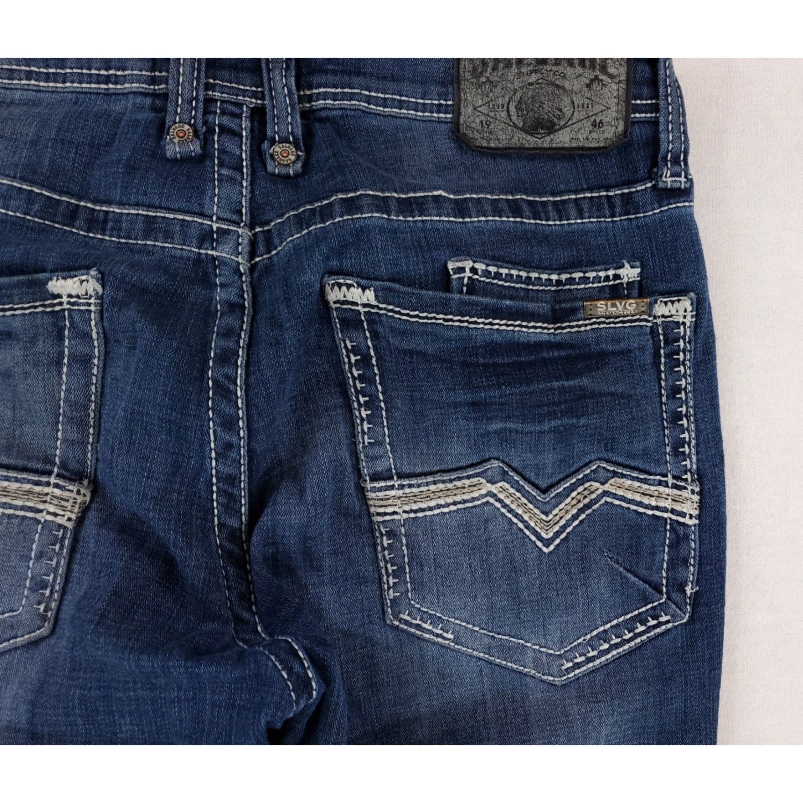 BKE VINTAGE Salvage BKE Buckle Havoc Straight Jeans Distressed Mens 34x33 Blue Size US 34 / EU 50 - 7 Thumbnail