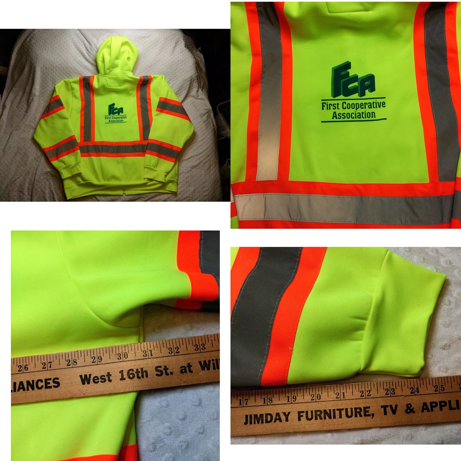 Vintage Key Safety Work Wear Hoodie 2XLT Mens Yellow Reflective High Visibility Hoodie Shirt (Wear) Size US XXL / EU 58 / 5 - 8 Thumbnail