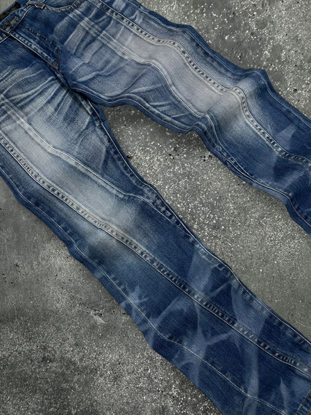 Le Grande Bleu (L.G.B.) Rare Vintage Designer Japan Schlussel Artwork Layered Denim Size US 31 - 5 Thumbnail