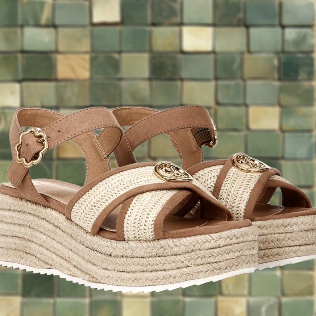 Vintage Sam & Libby Corrinne Women's US 9 Brown Wedge Sandal Gold Open Toe Slip On NEW Size US 9 / IT 39 - 1 Thumbnail