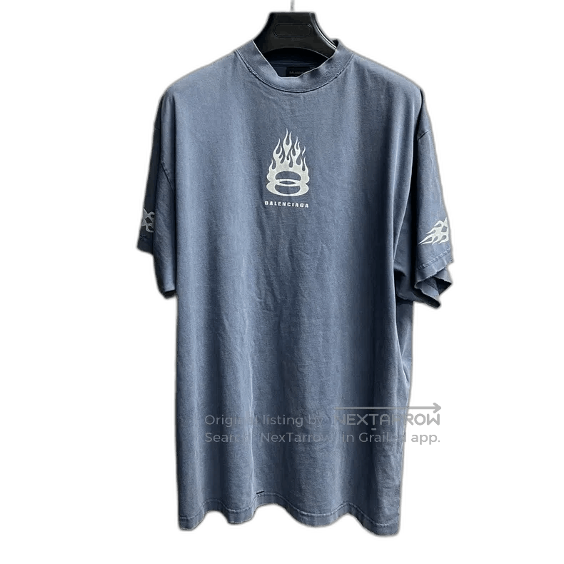 Balenciaga Balenciaga Light Blue Graphic Short Sleeve T. Size US L / EU 52-54 / 3 - 1 Thumbnail