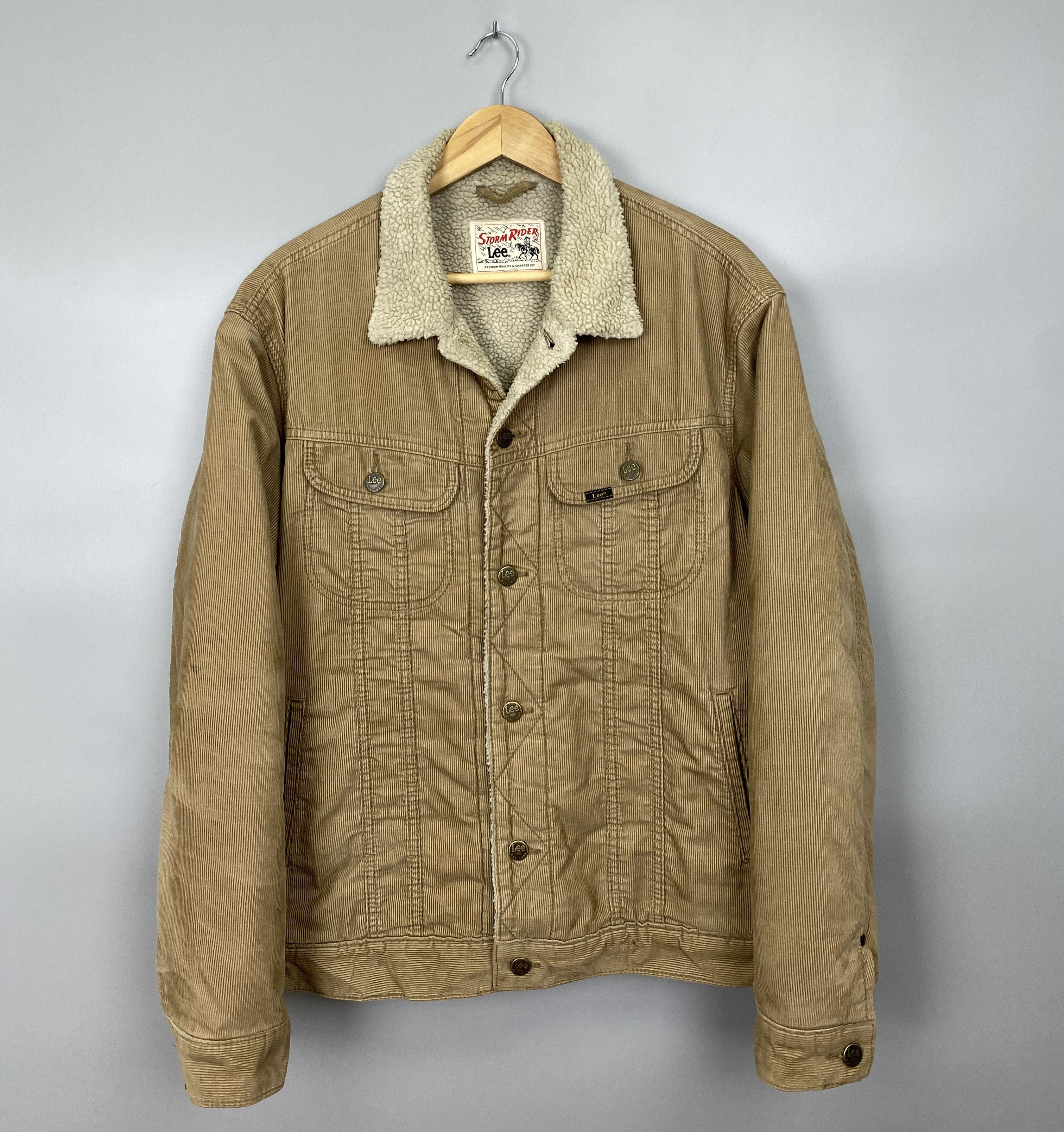 image of Vintage Lee Storm Rider Corduroy Sherpa Trucker Jacket in Brown, Men's (Size Large)