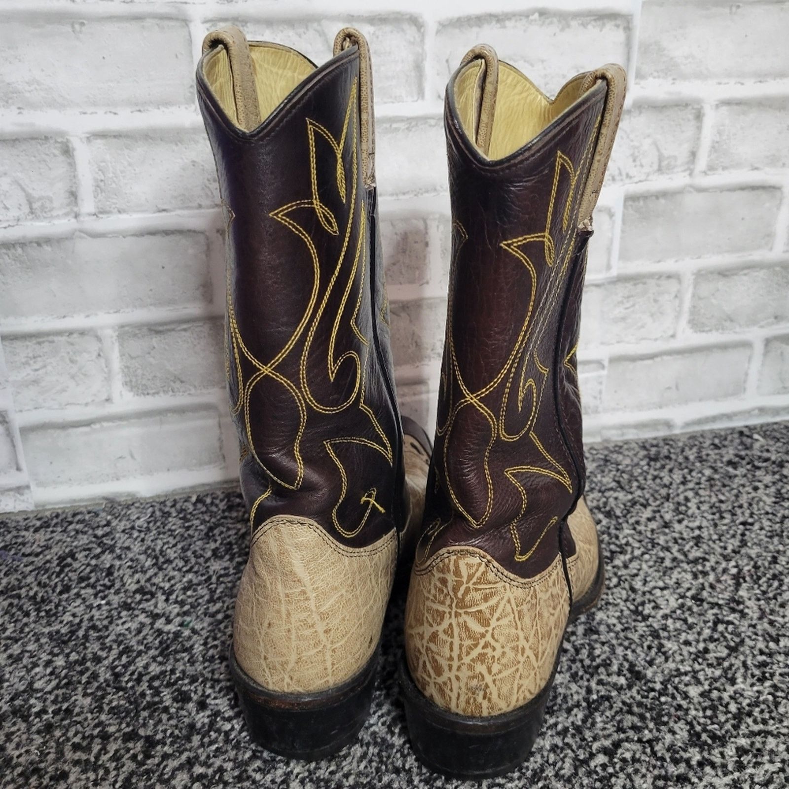 Vintage Double H Wingtip Tan & Brown Cowboy Boots, size 9D Size US 9 / EU 42 - 4 Thumbnail