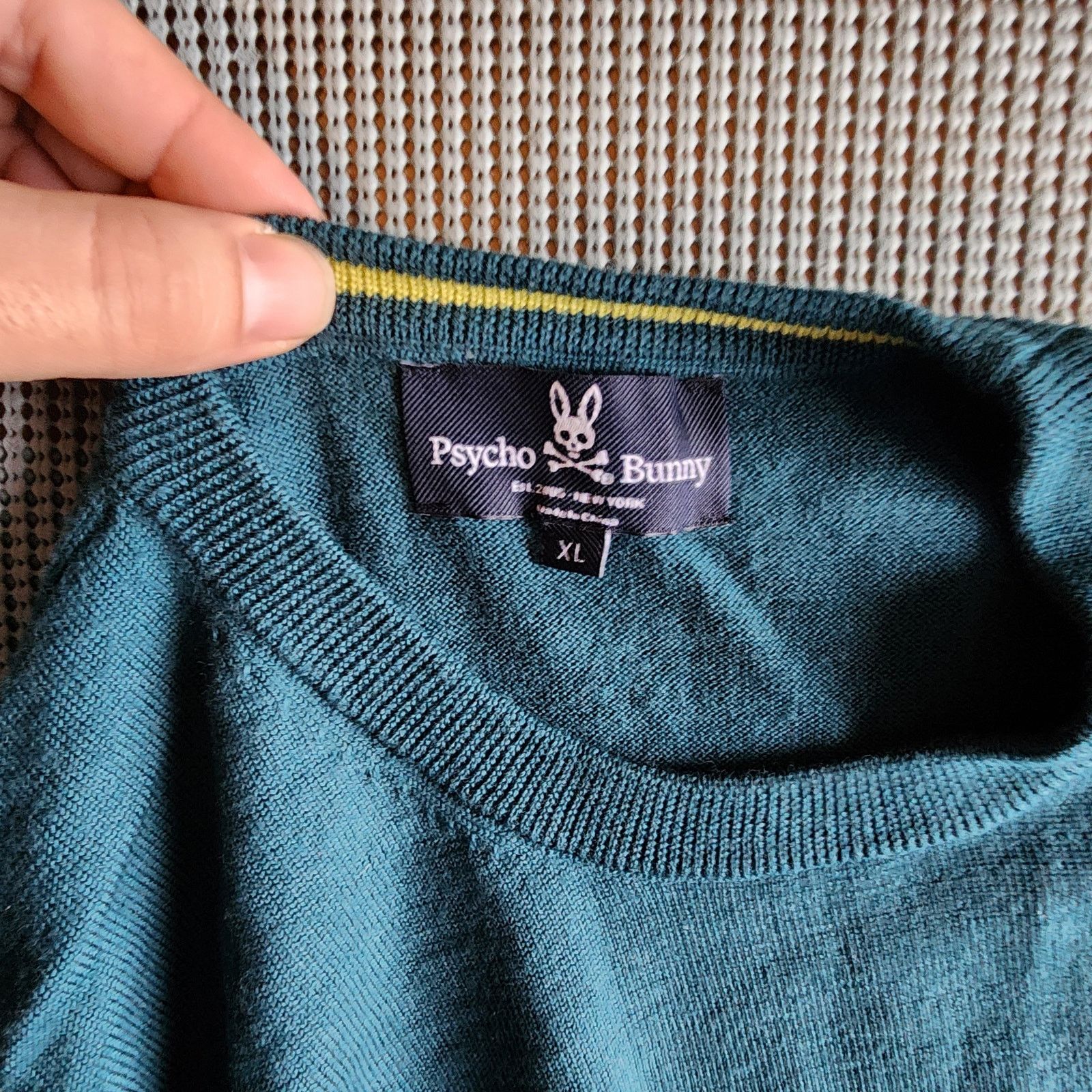 Psycho Bunny Psycho Bunny Men's XL Green Merino Wool Sweater Pullover Size US XL / EU 56 / 4 - 5 Thumbnail