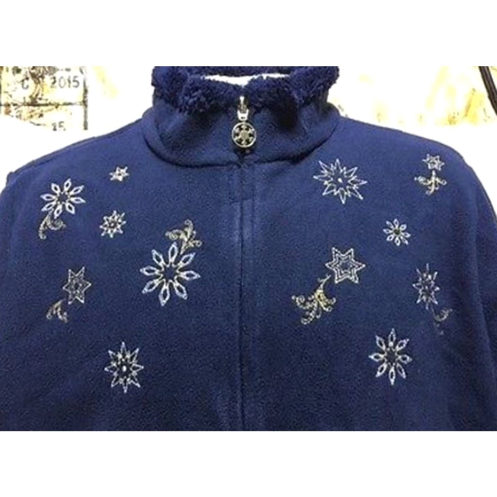Vintage Jason Maxwell Women's Plus-Size Long Sleeve Full Zip Mock Neck Jacket Navy Blue 1X Christmas Winter Christmas Mock Neck Jacket Mens? Size XL / US 12-14 / IT 48-50 - 3 Thumbnail