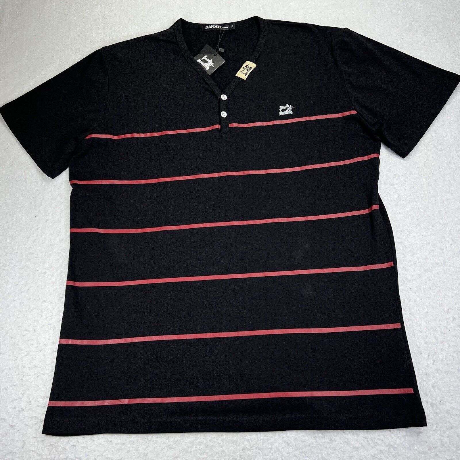 Other Damati Jeans Medium Black Striped Short Sleeve Henley TShirt Size US M / EU 48-50 / 2 - 1 Thumbnail