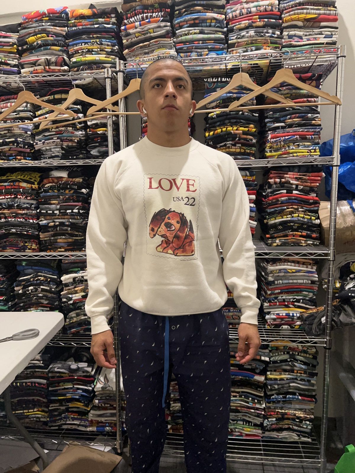 Fruit Of The Loom 80s USPS Dog Stamp Love USA Postal Crewneck Size US XL / EU 56 / 4 - 2 Thumbnail