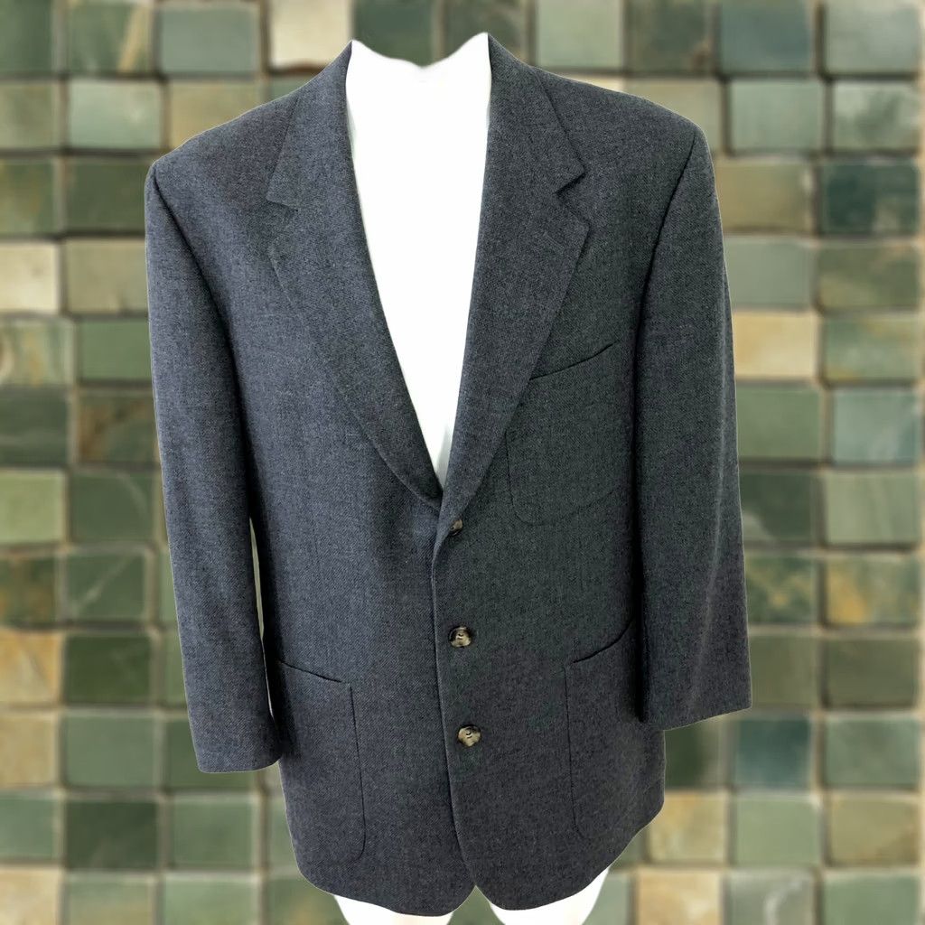 Brooks Brothers Brooks Brothers Blazer Sport Coat Jacket Gray 100% Wool Regular Fit Three-Button Notch Lapel Vintage VTG 41 Men Size 42R - 1 Thumbnail