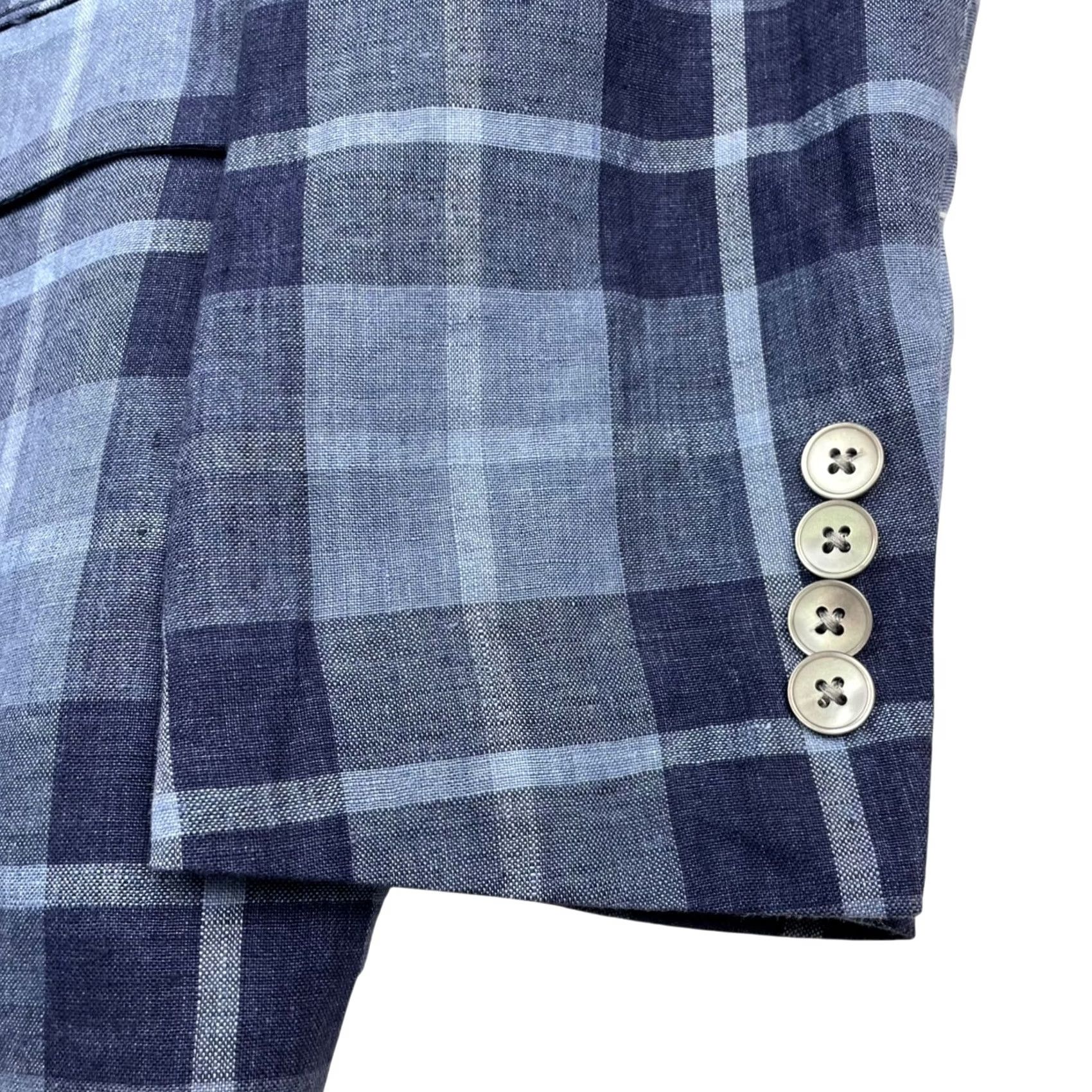 Ralph Lauren Ralph Lauren LRL Blazer Men's 100% Linen Blue Plaid 2-Button 40R Regular Size 40R - 4 Thumbnail