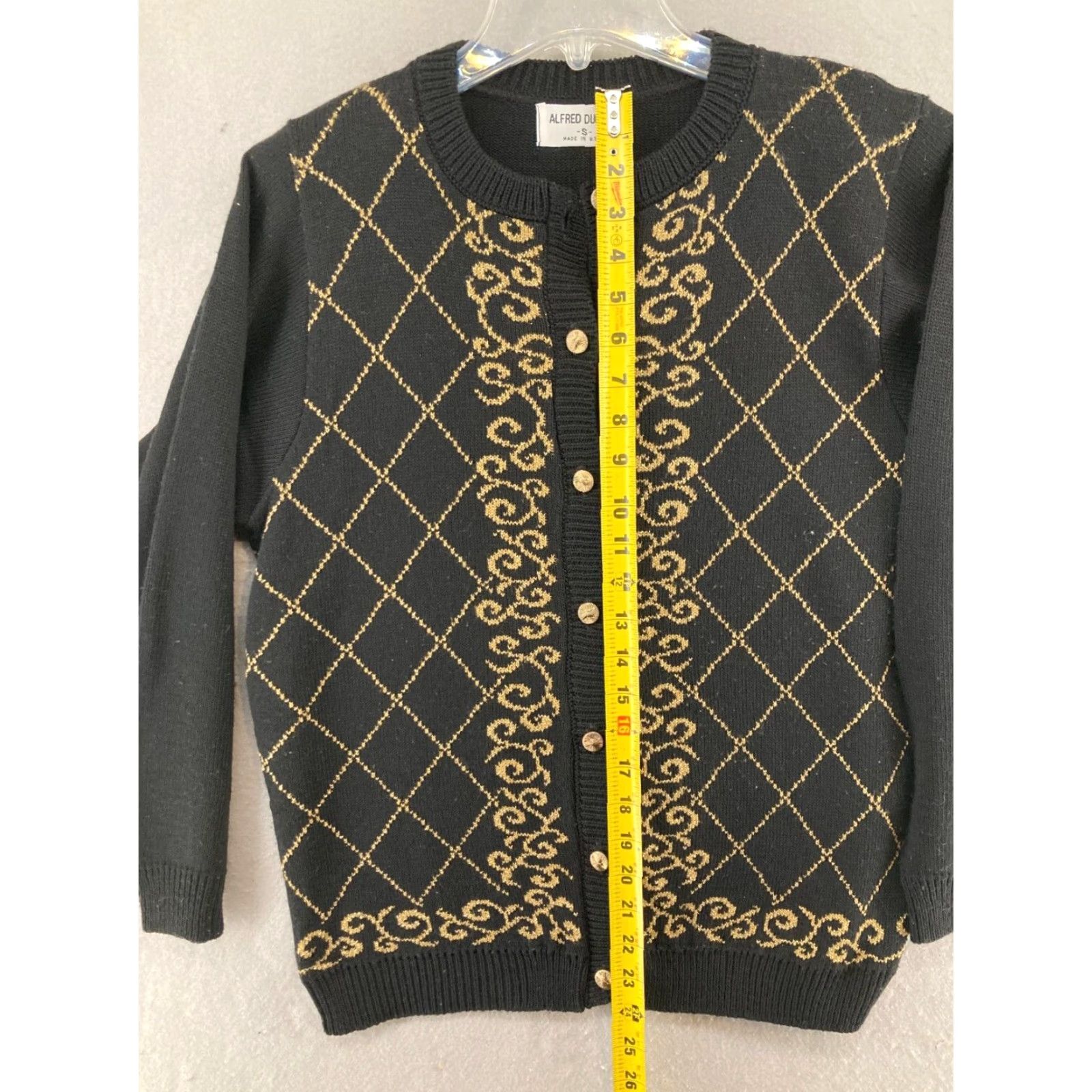 Vintage VINTAGE Alfred Dunner Sweater Cardigan Women S US Made Black Geometric Knit Button Vintage USA 50s-60s Mens? Size S / US 4 / IT 40 - 3 Thumbnail