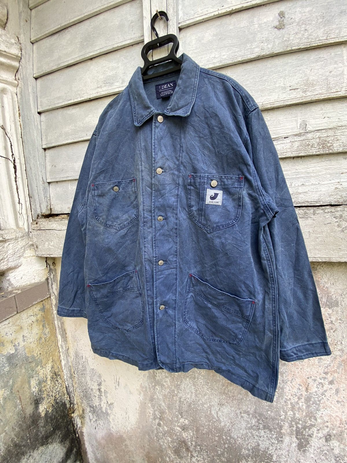 Vintage Vintage James Dean Oversized Denim Chore Jacket Size US L / EU 52-54 / 3 - 1 Thumbnail