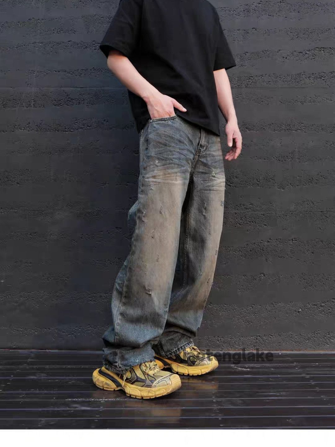 Jean × Vintage washed faded stain rusty punk grunge baggy jeans Size US 34 / EU 50 - 4 Thumbnail
