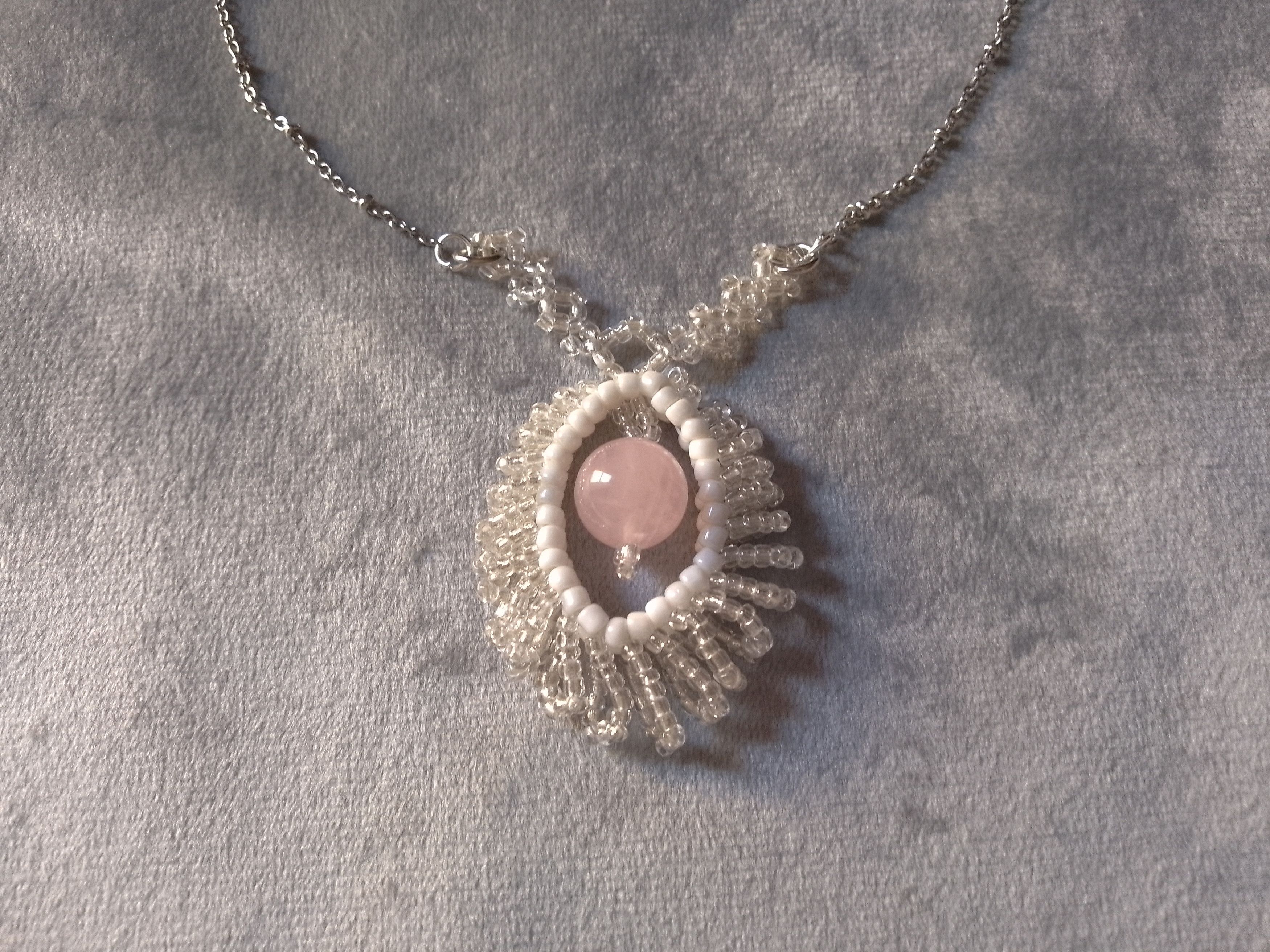 Handmade Necklace Rose quartz pendant chakra Crystaltherapy Size ONE SIZE - 5 Thumbnail
