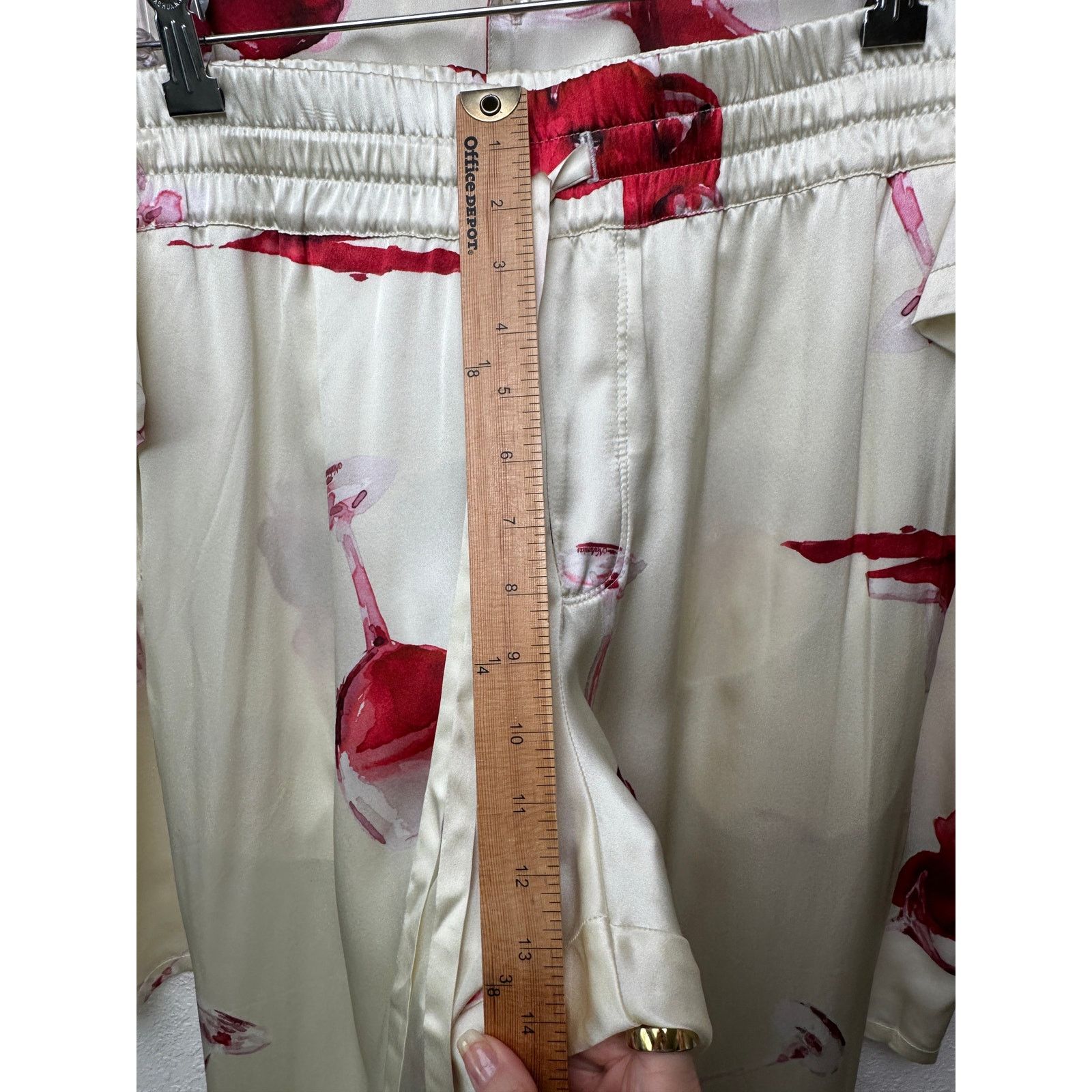 Nahmias Nahmias Silk Pajama Set Wine Glass Print Ivory Cream L Size L / US 10 / IT 46 - 18 Thumbnail