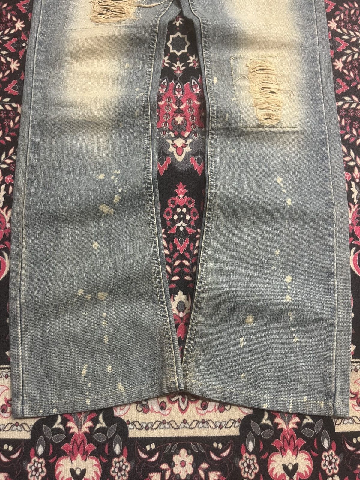 Japanese Brand Banana Seven Big Wave 877 Mud Washed Distressed Flare Jeans Size US 32 / EU 48 - 9 Thumbnail