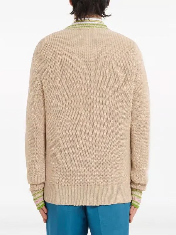 Marni oc11z0525 Logo-Embroidery Cotton Jumper in Beige Size US M / EU 48-50 / 2 - 4 Thumbnail