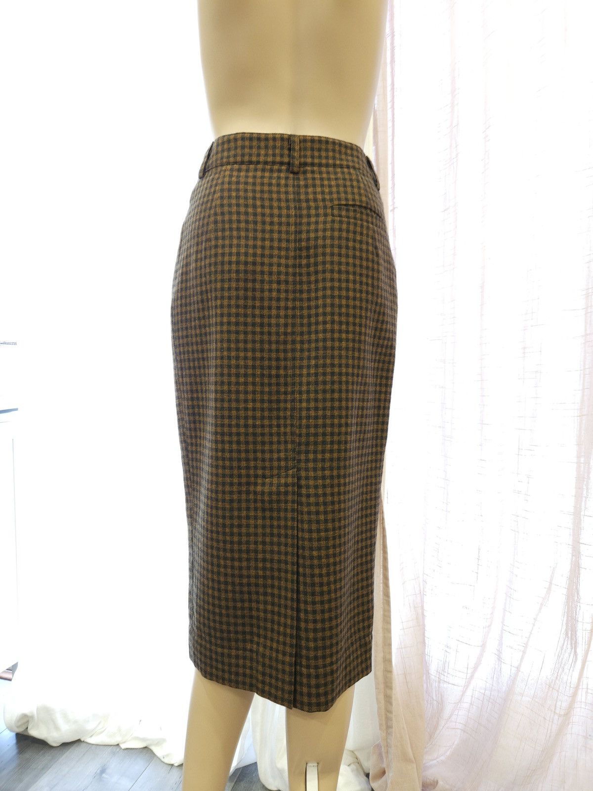 Isa Arfen 2016 ISA ARFEN 100%Virgin Wool Plaid Elegant Pencil Skirt Size 27" / US 4 / IT 40 - 5 Thumbnail