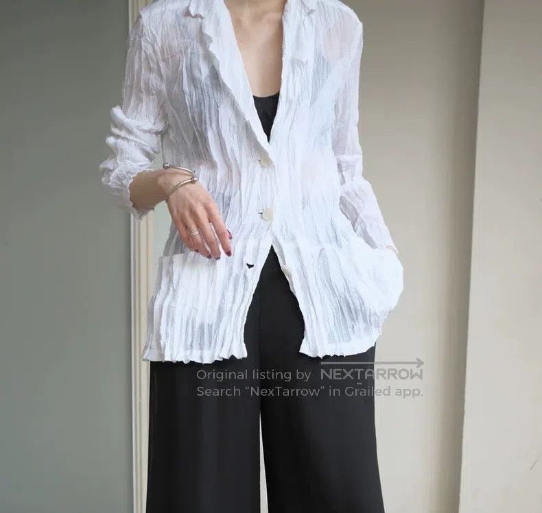 Issey Miyake Issey Miyake White Pleated Shirt Size M / US 6-8 / IT 42-44 - 2 Thumbnail