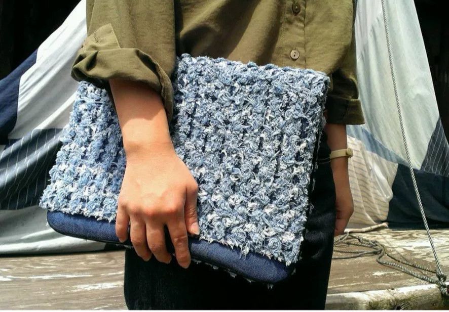 Kapital KAPITAL Denim Fringed Clutch Bag Size ONE SIZE - 1 Thumbnail