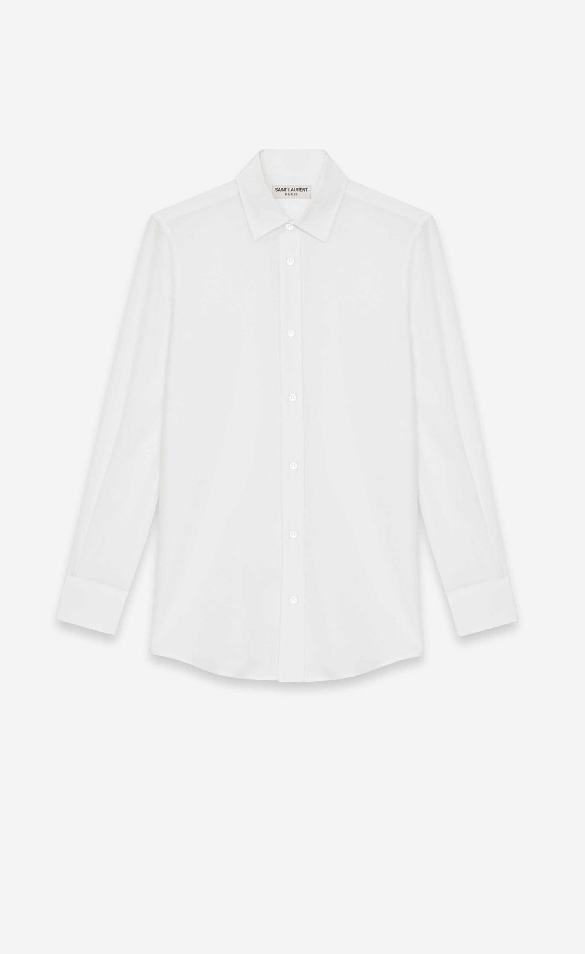 Saint Laurent Paris o1tr1nto0325 Shirt in Silk Crêpe in White Size XS / US 0-2 / IT 36-38 - 1 Thumbnail