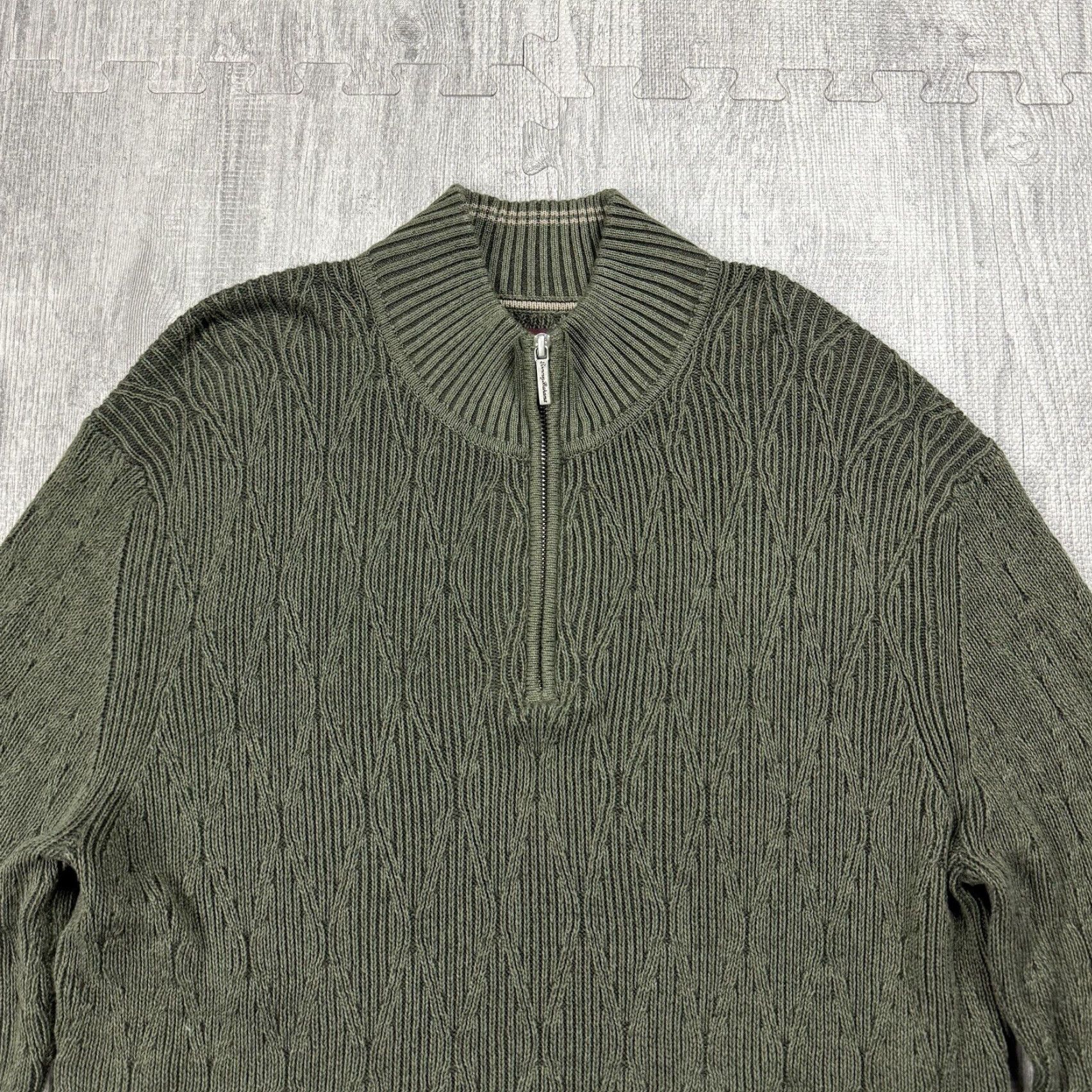 Tommy Bahama TOMMY BAHAMA Sweater Shirt 1/4 Zip Stretch Knit Pullover 100% Cotton Gray M Men's Slim Pullover Knit Sweater - 4 Season, Casual Workwear Size US M / EU 48-50 / 2 - 2 Thumbnail