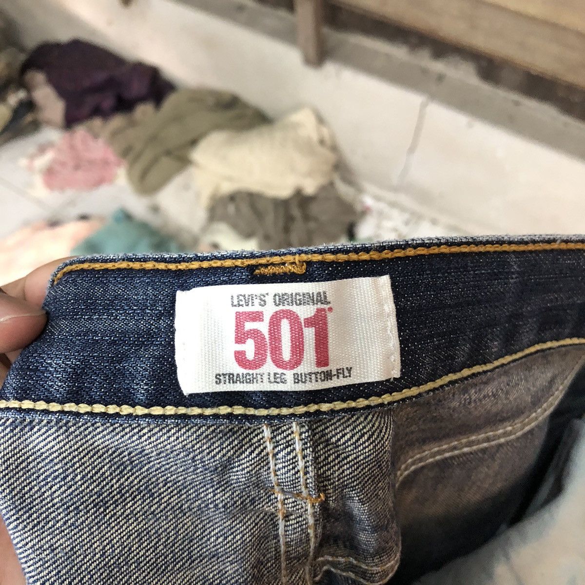 Levi's 501 Levis ripped distressed Blue faded Denim Pants #7309 Size US 31 - 23 Thumbnail