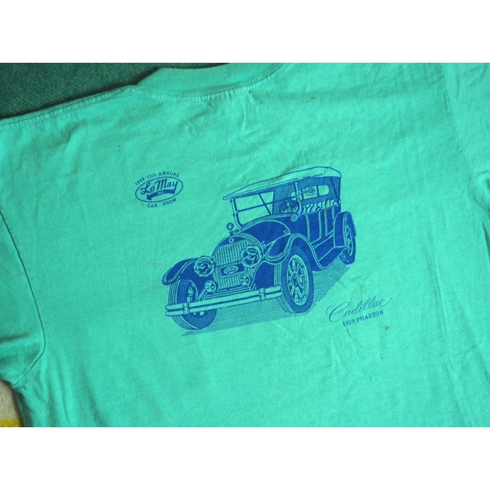 Vintage VTG 80s Oneita Cadillac Praeton USA Faded Teal Car Show Pocket Tee T-Shirt Men L Size US L / EU 52-54 / 3 - 3 Thumbnail