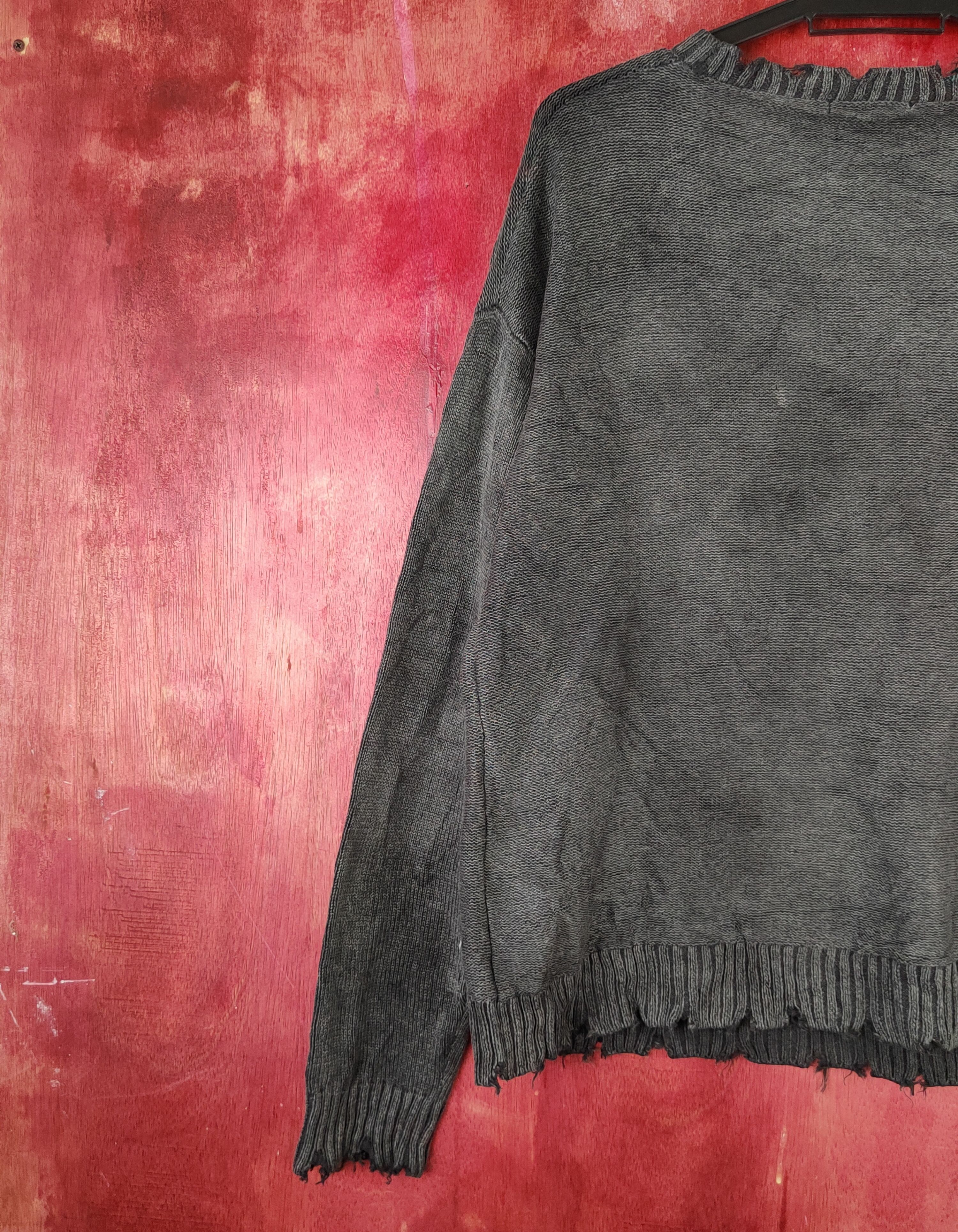 Japanese Brand Jeanasis Black Faded ripped distressed Sweatshirts #S1684 Size US M / EU 48-50 / 2 - 12 Thumbnail