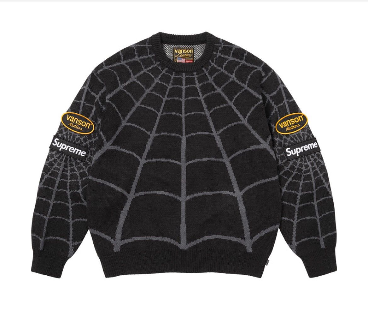 Supreme × Vanson Leathers Supreme Spiderman Black knit sweater Size US XL / EU 56 / 4 - 1 Thumbnail