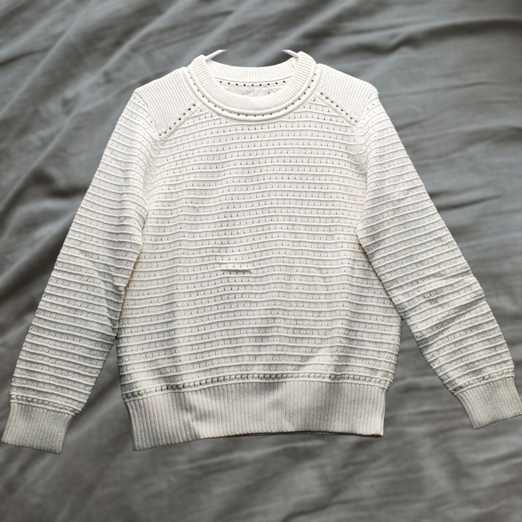 Loft LOFT Womens Tan Knit Raglan Sleeve Crew Neck Pullover Textured Sweater Size M Size M / US 6-8 / IT 42-44 - 1 Thumbnail
