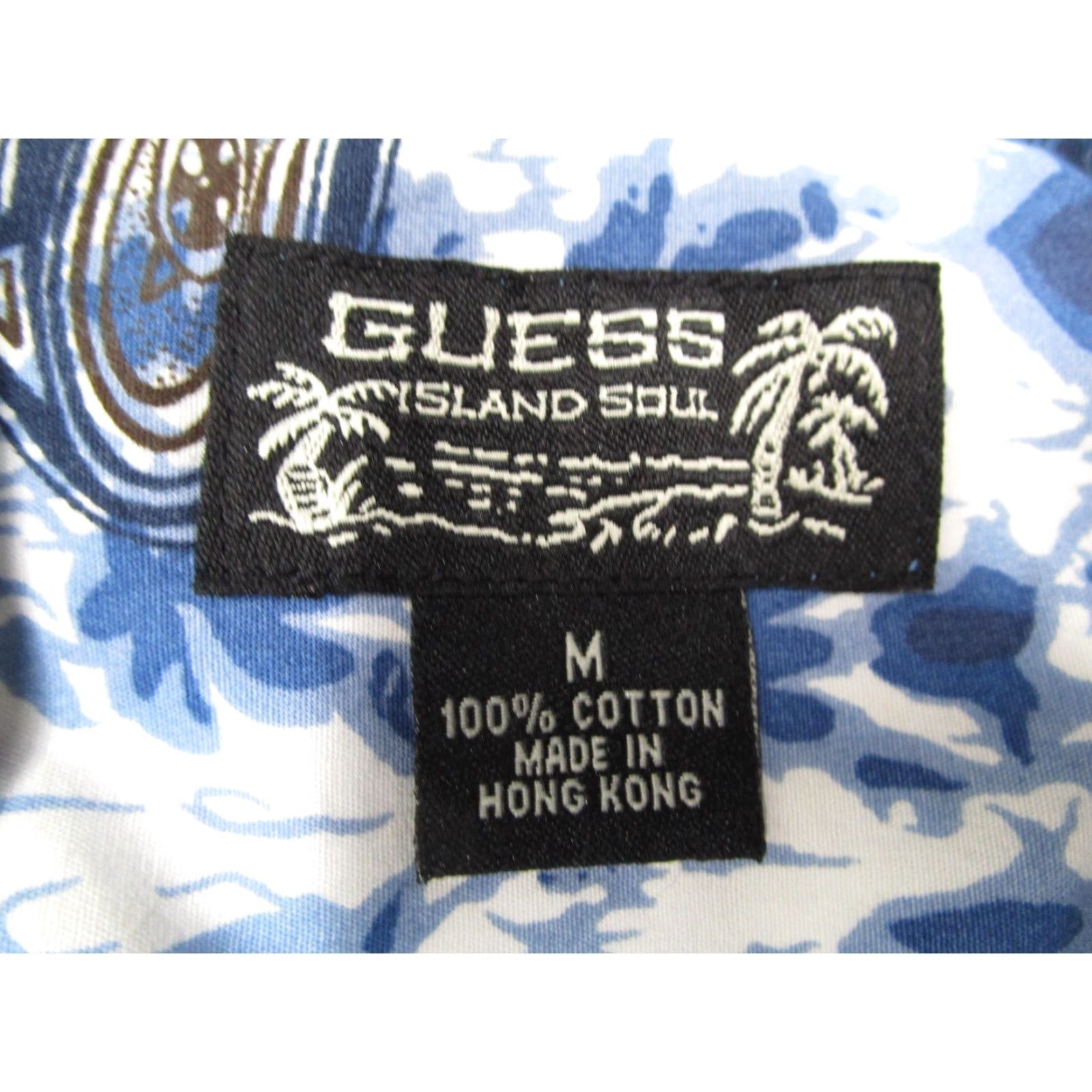 Guess VINTAGE GUESS Island Soul Shirt Mens M Blue Hawaiian Graphic Print 90s Cotton Button-Up Short Sleeve Tropical Size US M / EU 48-50 / 2 - 3 Thumbnail